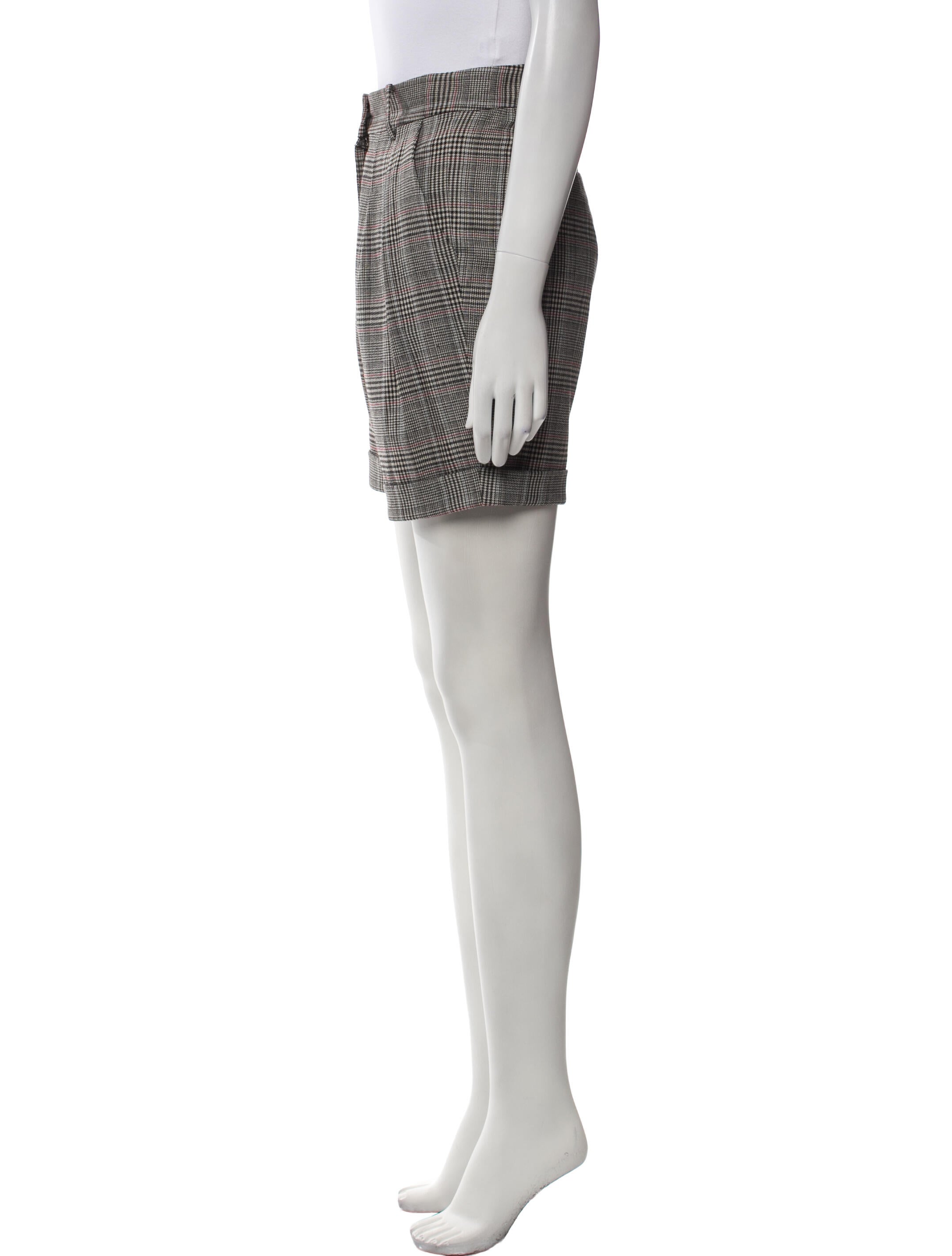 FRAME Plaid Print Mini Shorts