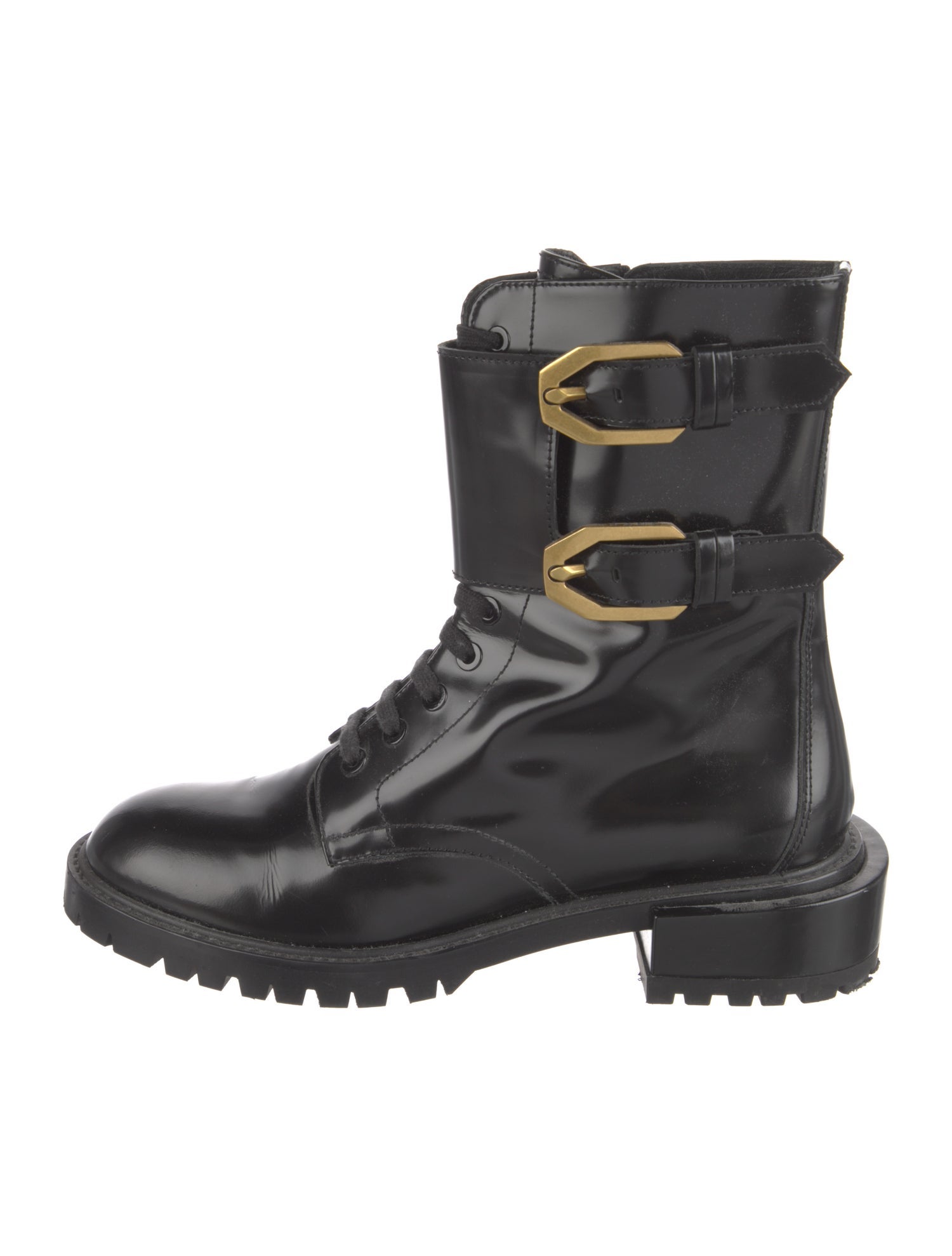 FRAME Patent Leather Combat Boots