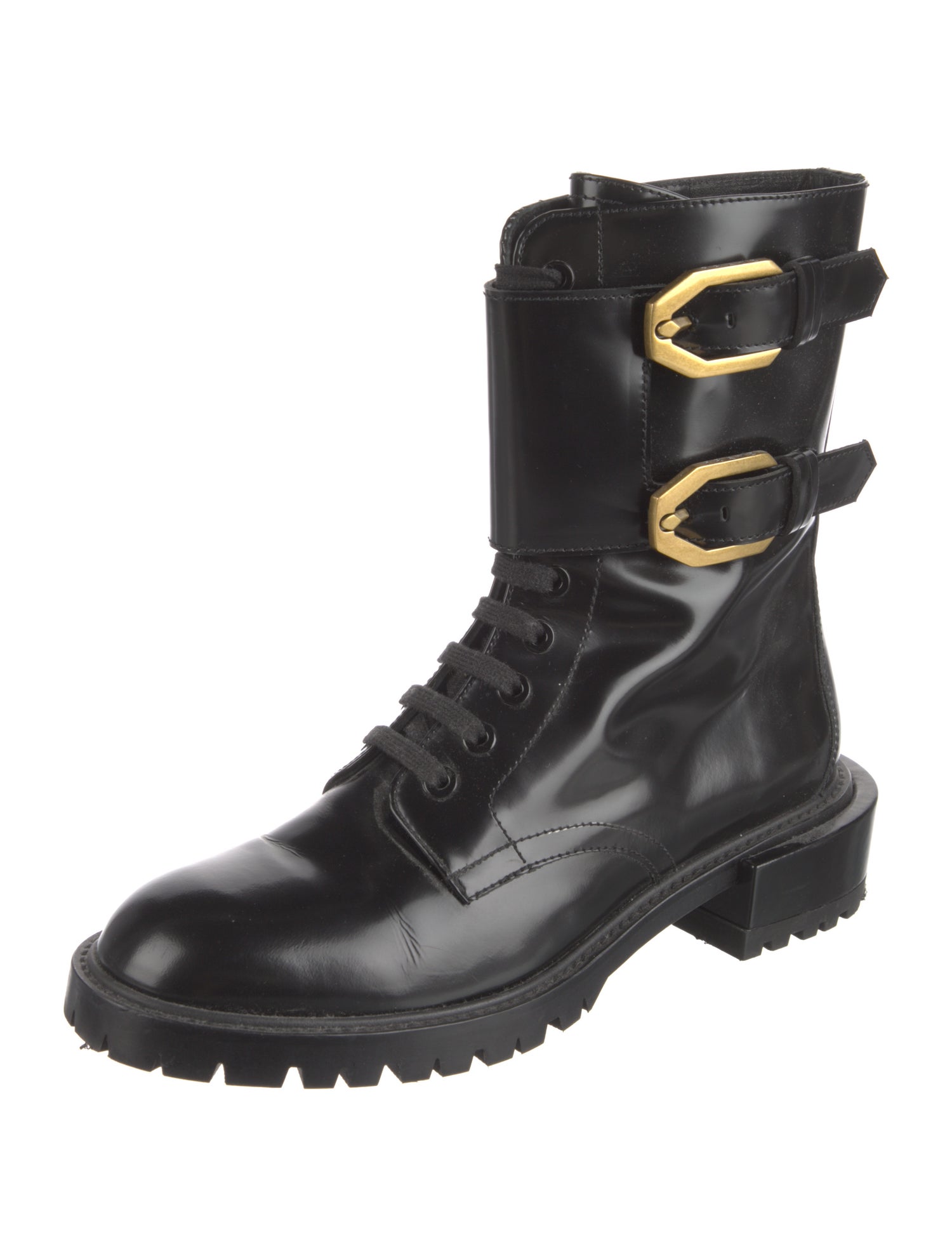 FRAME Patent Leather Combat Boots
