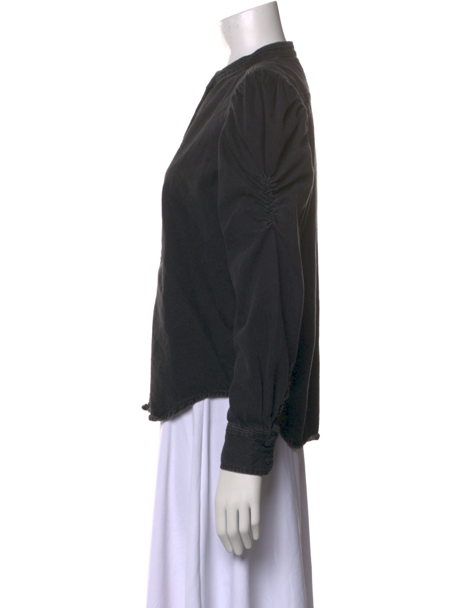 FRAME Mock Neck Long Sleeve Button-Up Top