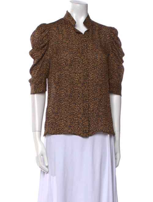 FRAME Printed Mock Neck Blouse