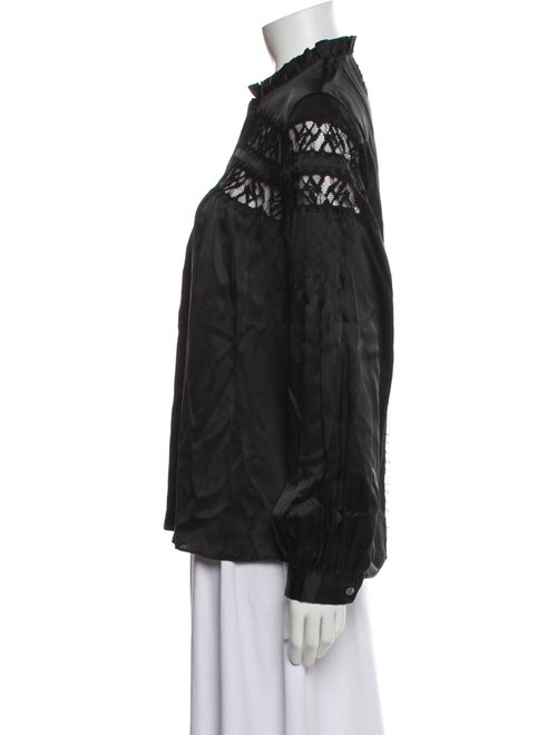 FRAME Silk Mock Neck Button-Up Top