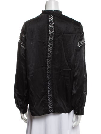 FRAME Silk Mock Neck Button-Up Top