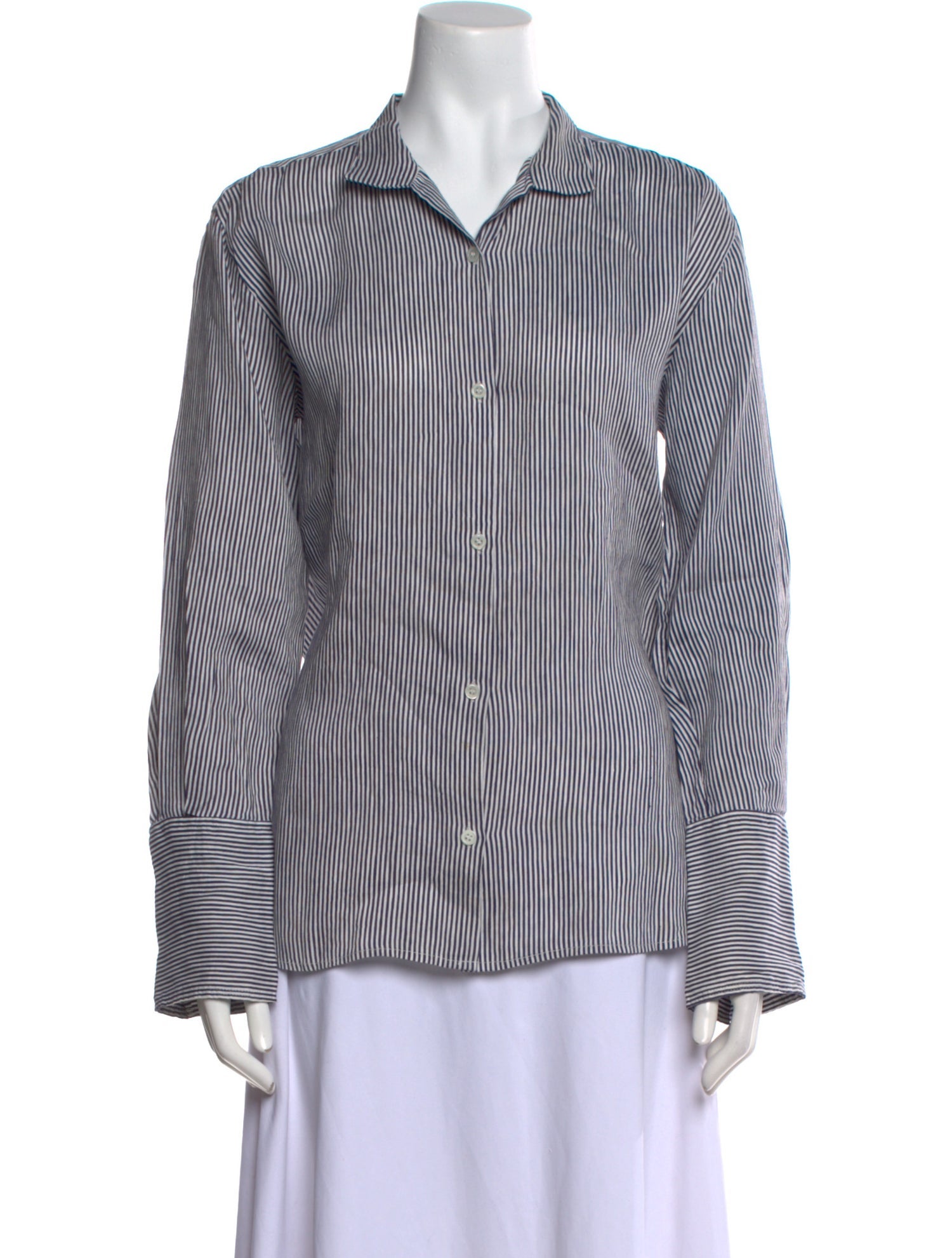 FRAME Linen Striped Button-Up Top