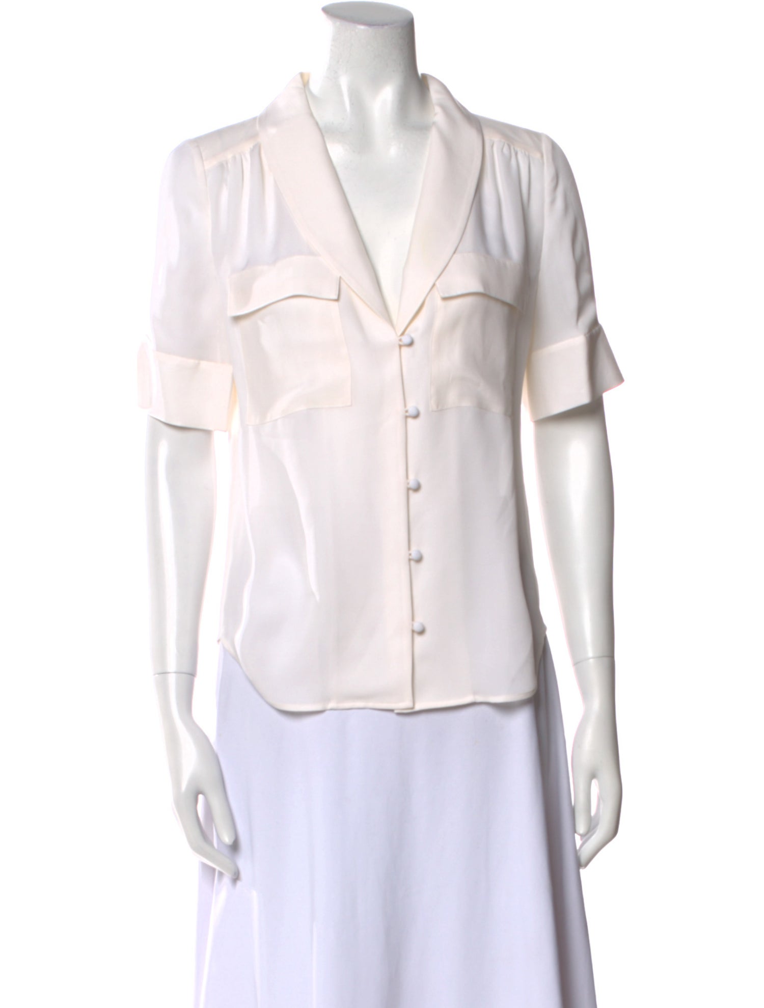 FRAME Silk V-Neck Button-Up Top