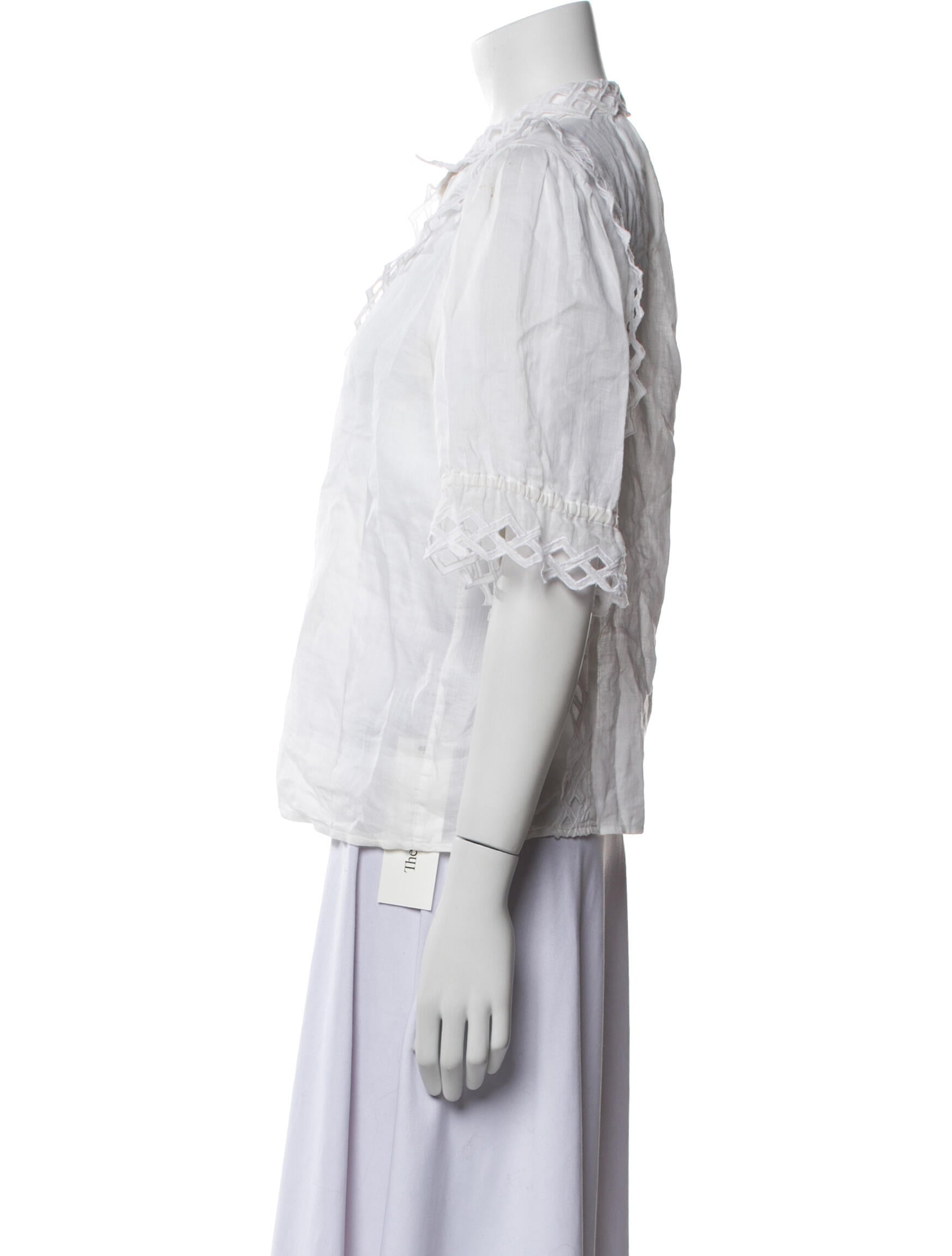 FRAME Three-Quarter Sleeve Button-Up Top