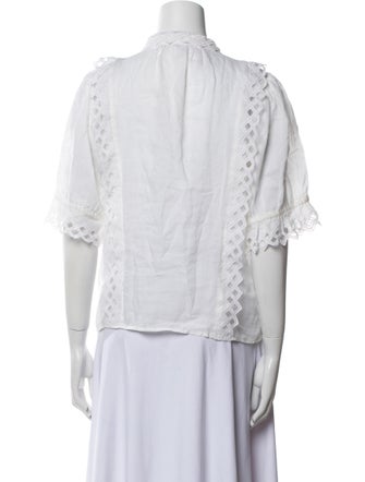 FRAME Three-Quarter Sleeve Button-Up Top