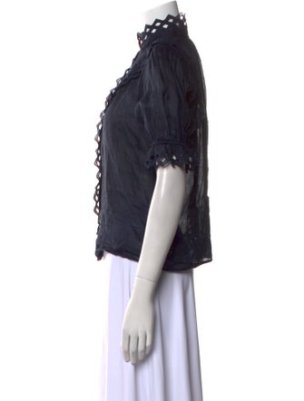 FRAME Mock Neck Short Sleeve Blouse