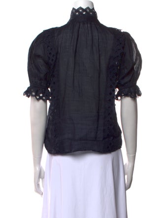 FRAME Mock Neck Short Sleeve Blouse