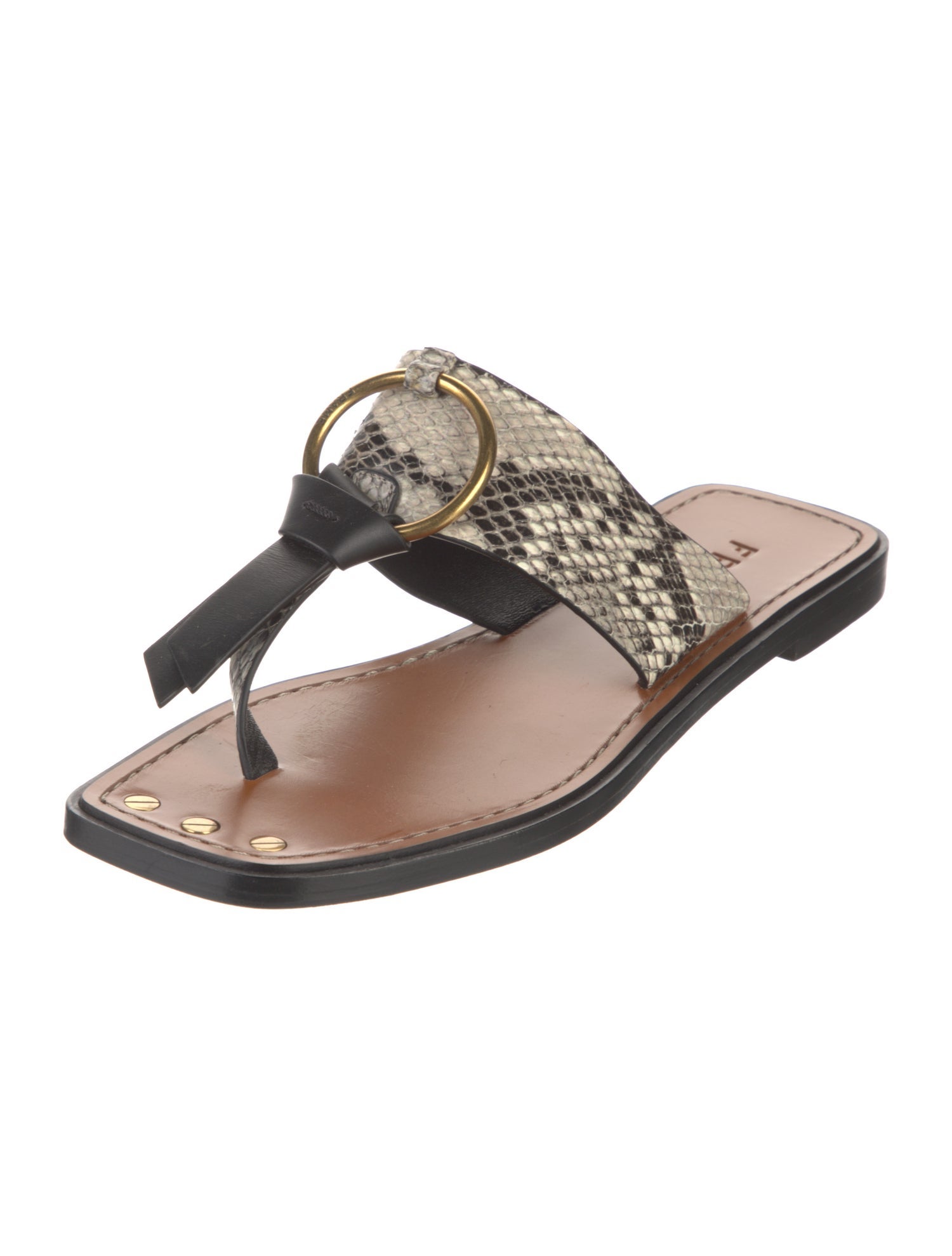 FRAME Leather Animal Print Slides