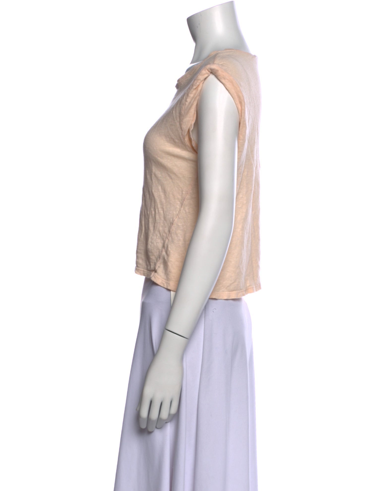 FRAME Linen Bateau Neckline Crop Top