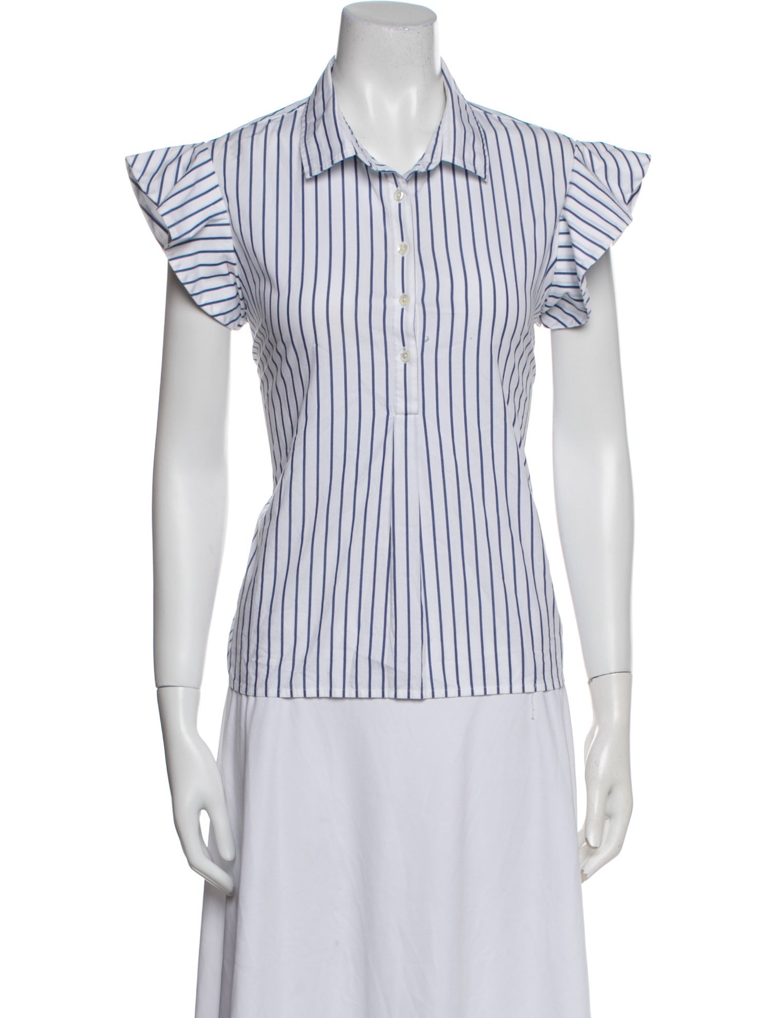 FRAME Striped Short Sleeve Button-Up Top