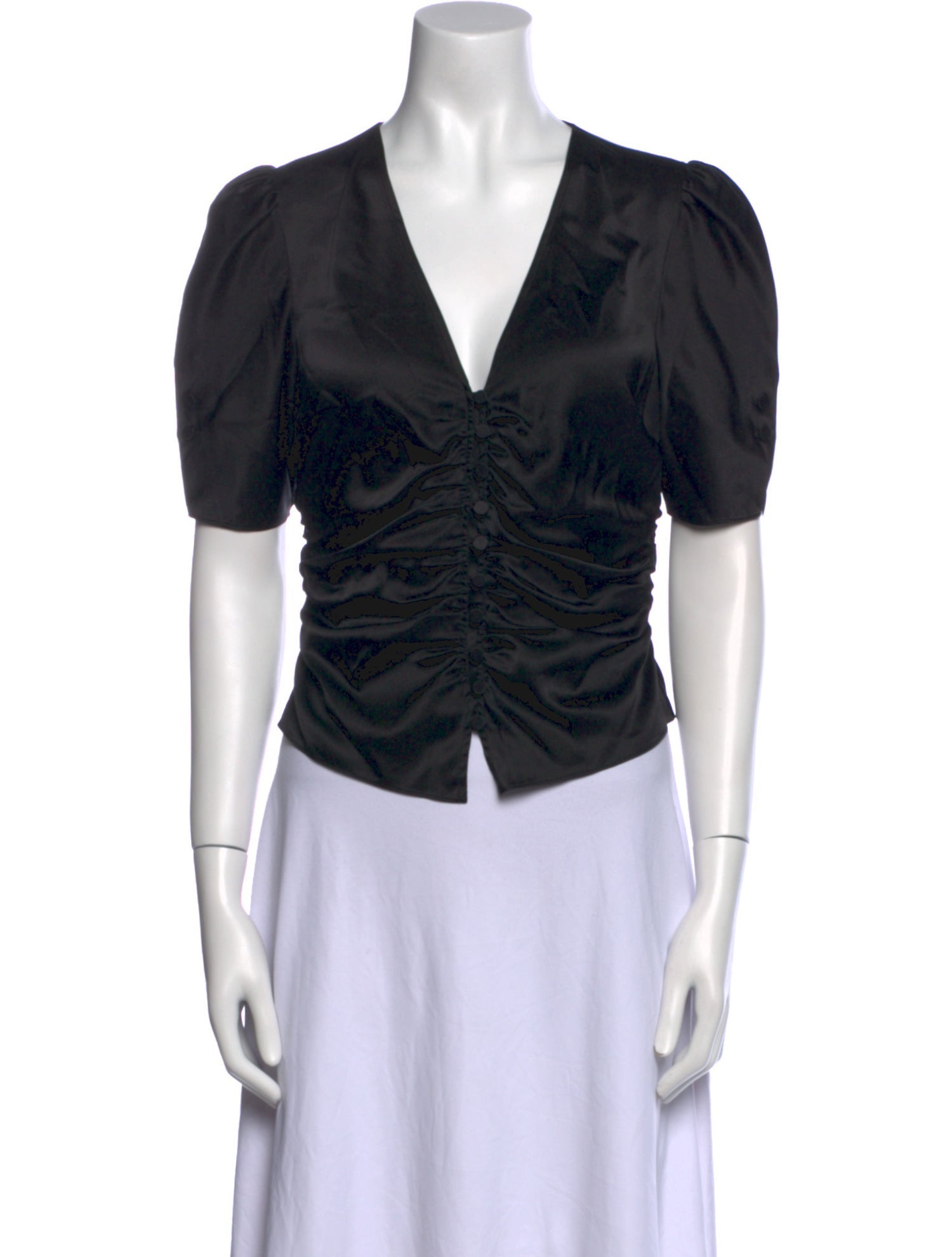 FRAME Silk V-Neck Crop Top