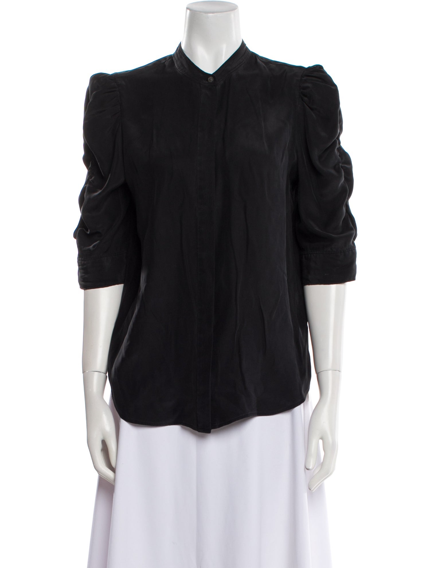 FRAME Silk Mock Neck Blouse