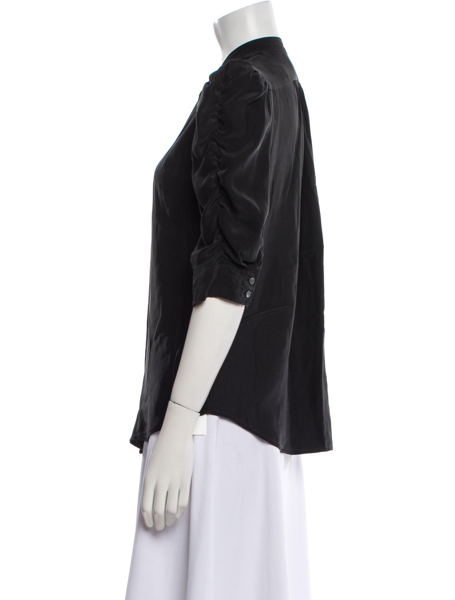 FRAME Silk Mock Neck Blouse
