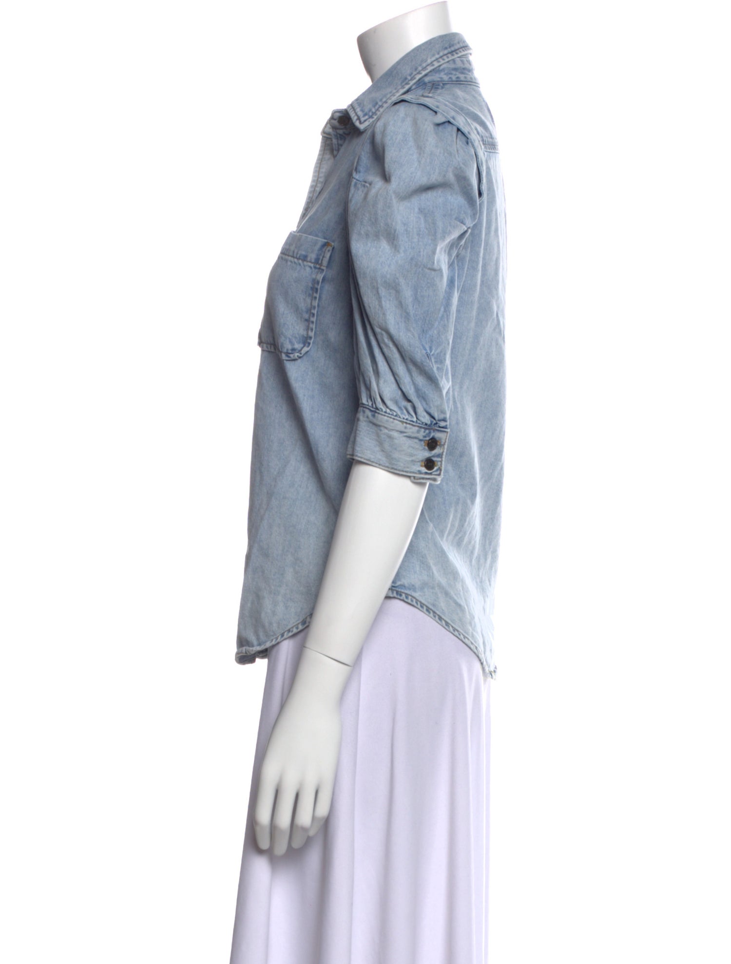 FRAME Three-Quarter Sleeve Button-Up Top