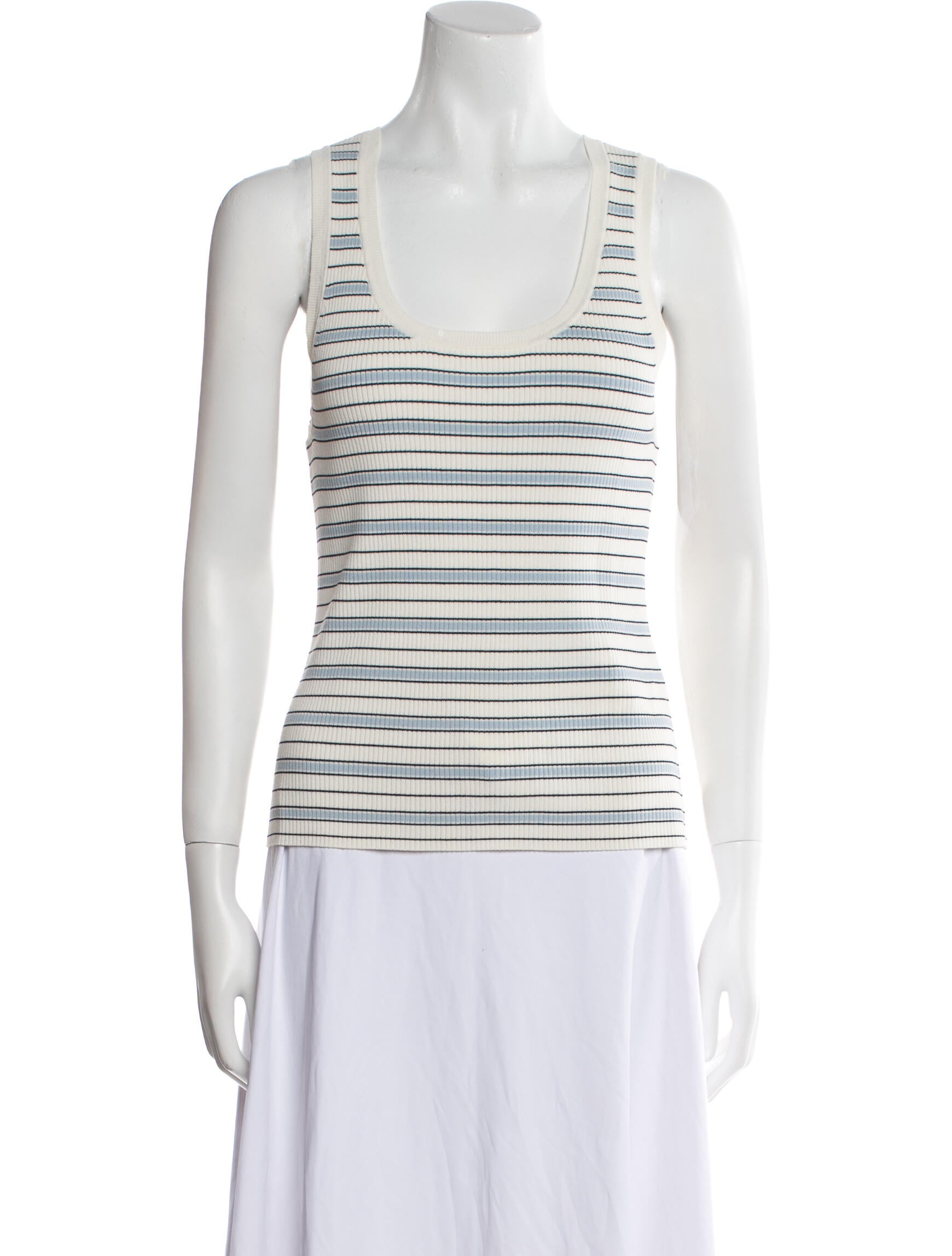 FRAME Striped Scoop Neck Top
