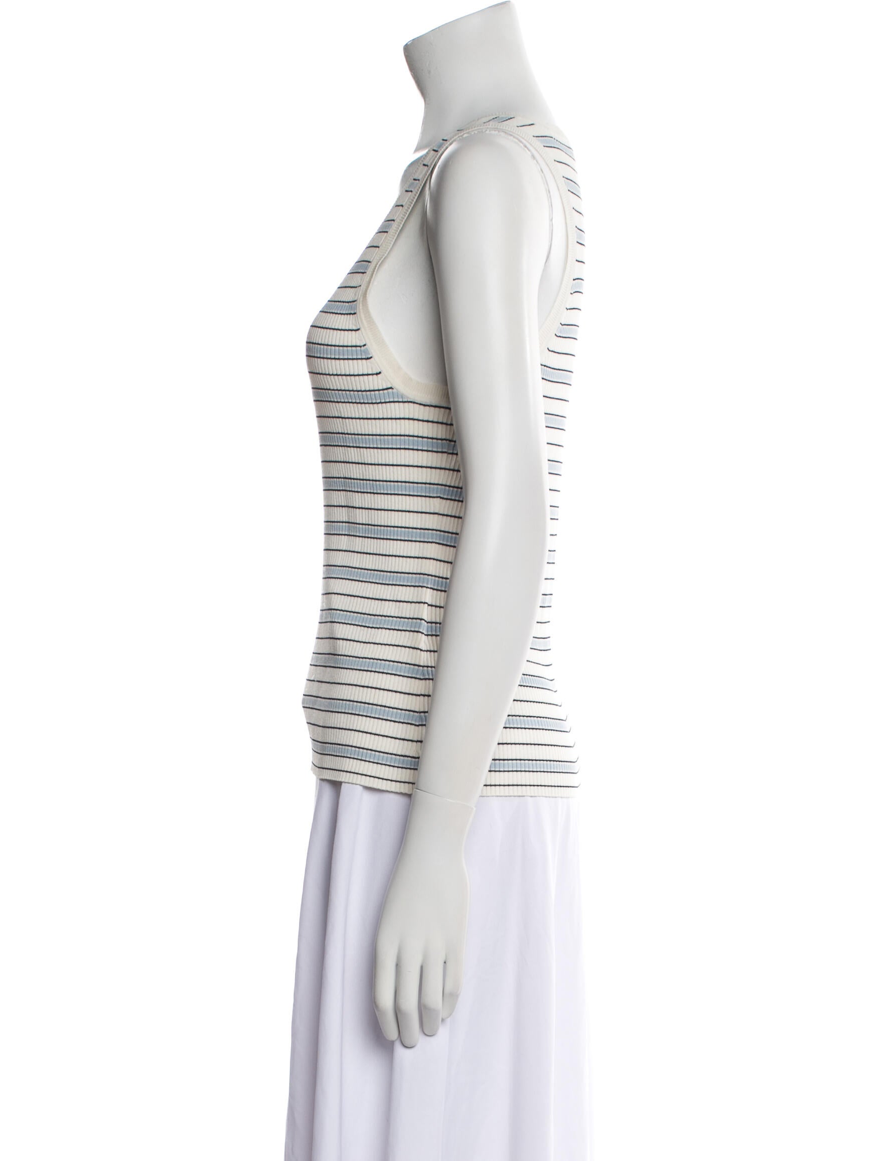 FRAME Striped Scoop Neck Top
