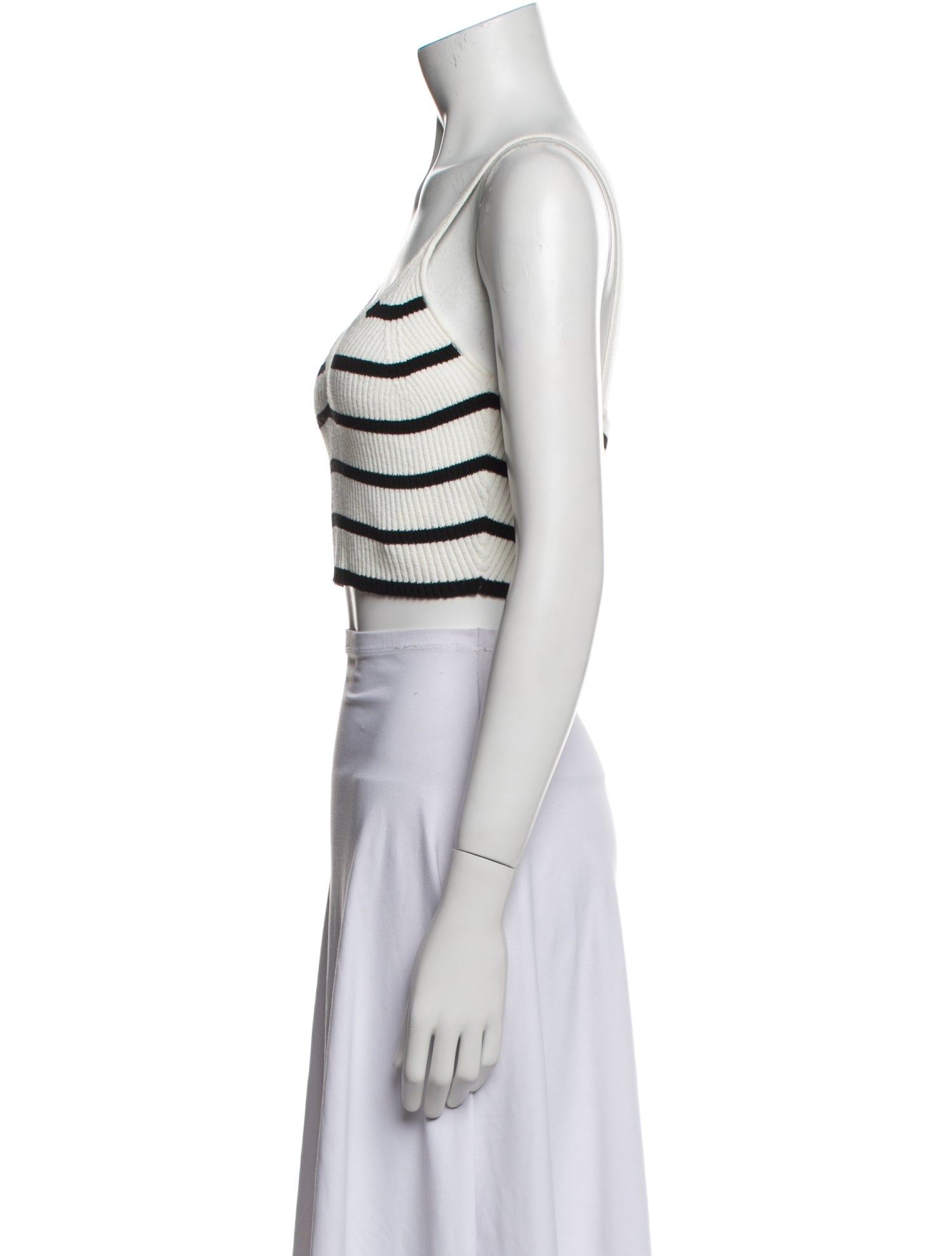 FRAME Striped V-Neck Crop Top