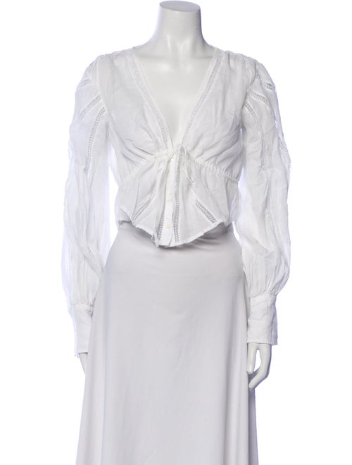 FRAME V-Neck Long Sleeve Crop Top