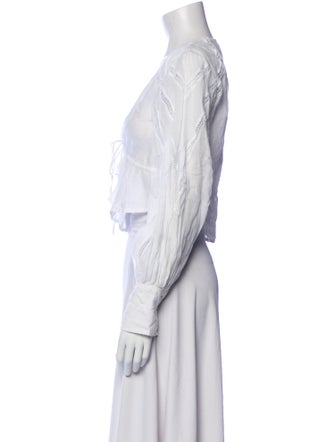 FRAME V-Neck Long Sleeve Crop Top