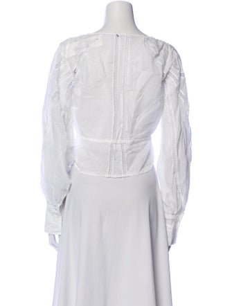 FRAME V-Neck Long Sleeve Crop Top