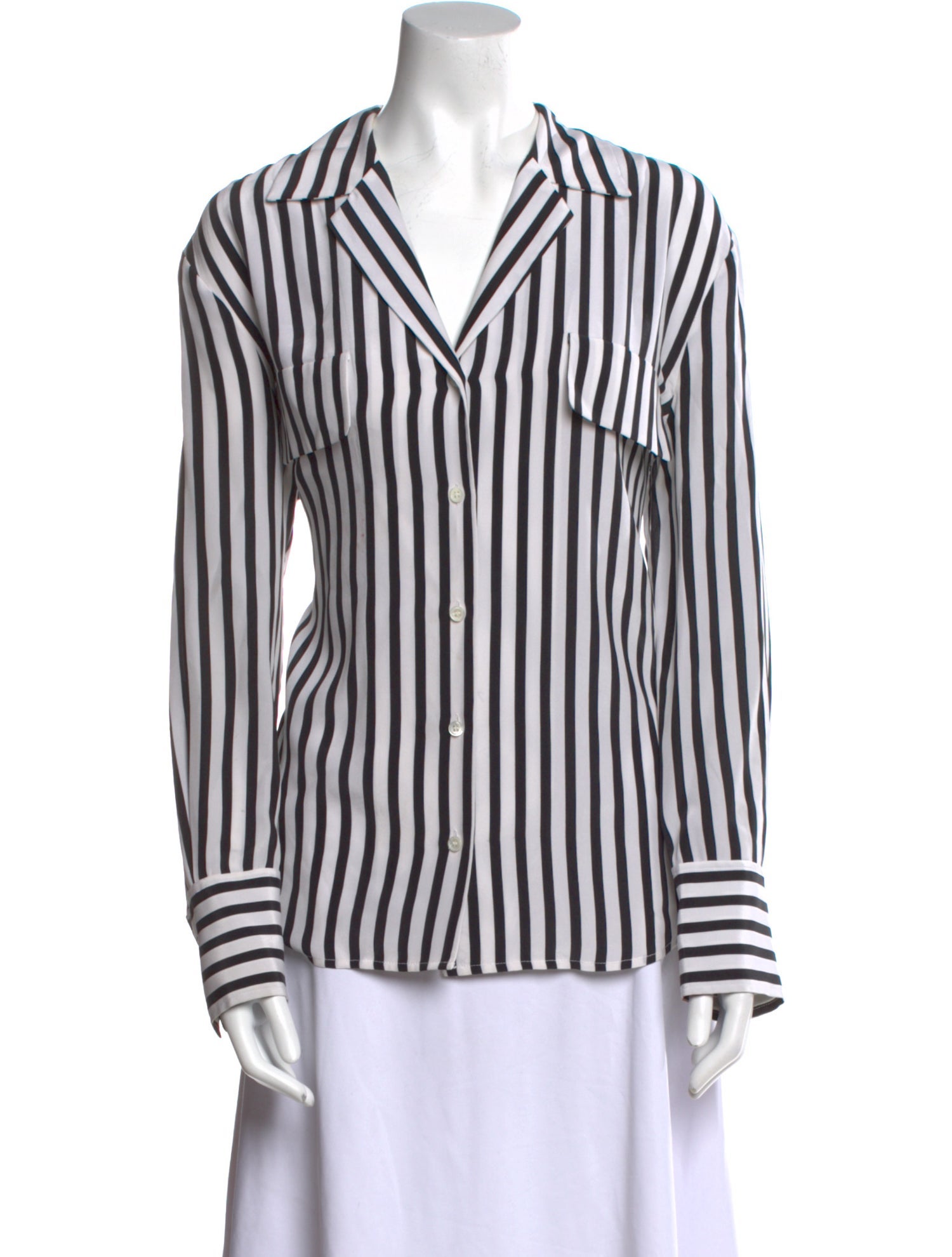 FRAME Silk Striped Button-Up Top