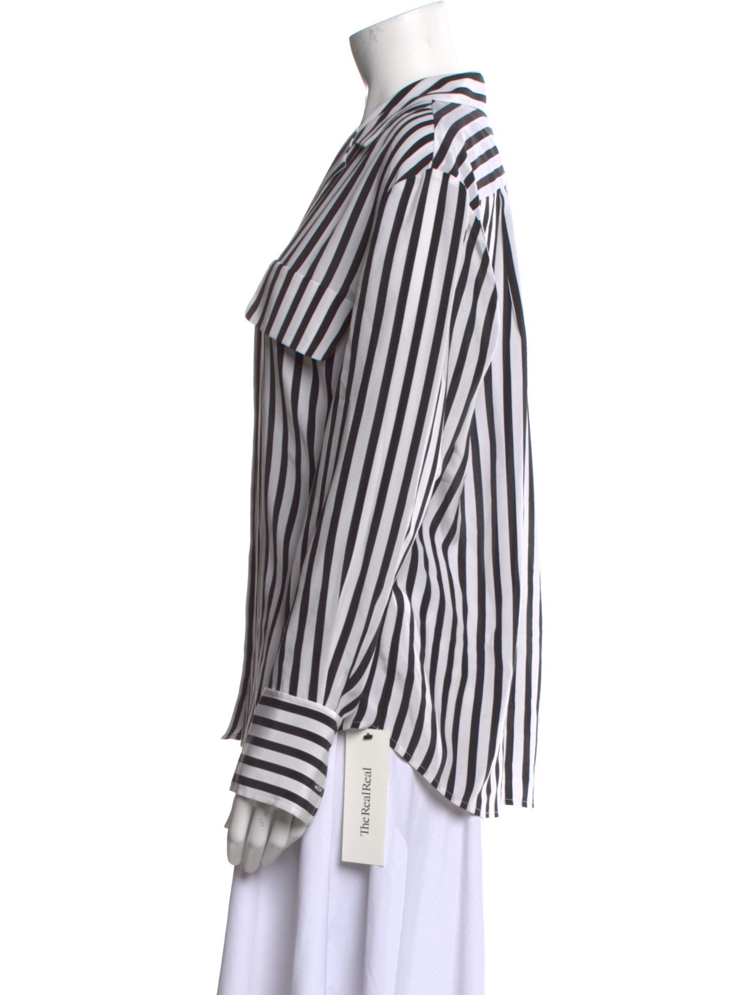 FRAME Silk Striped Button-Up Top