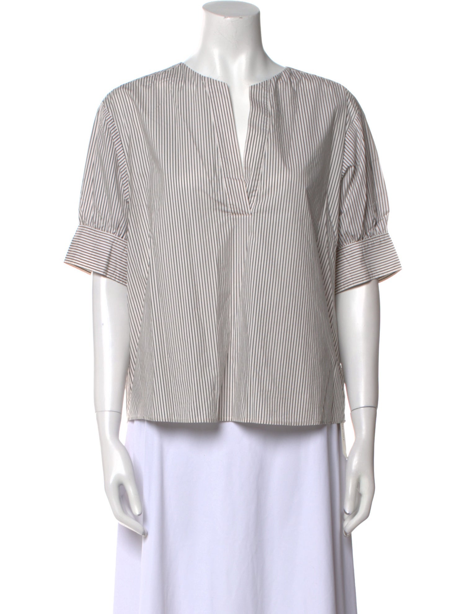 FRAME Striped V-Neck Blouse