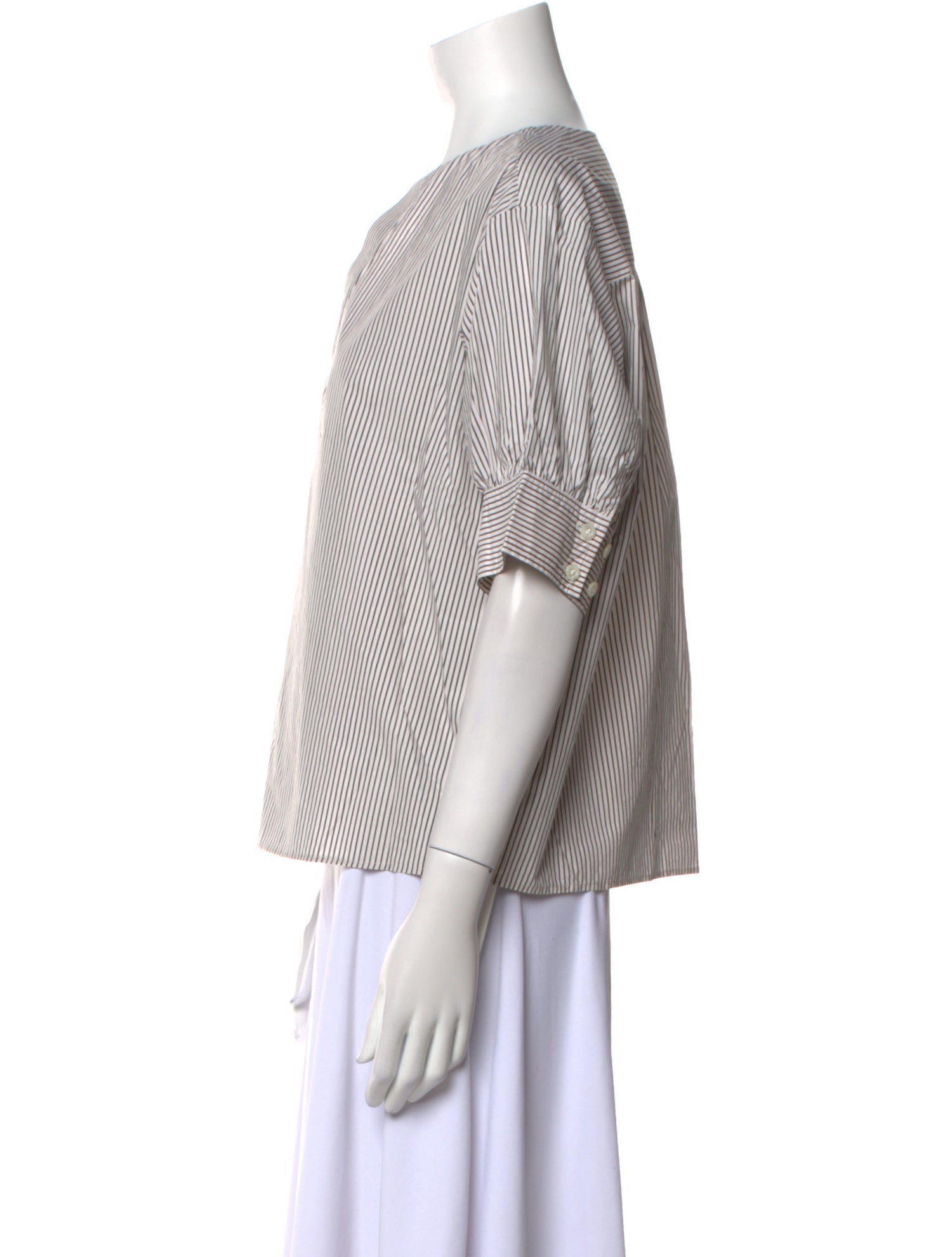 FRAME Striped V-Neck Blouse