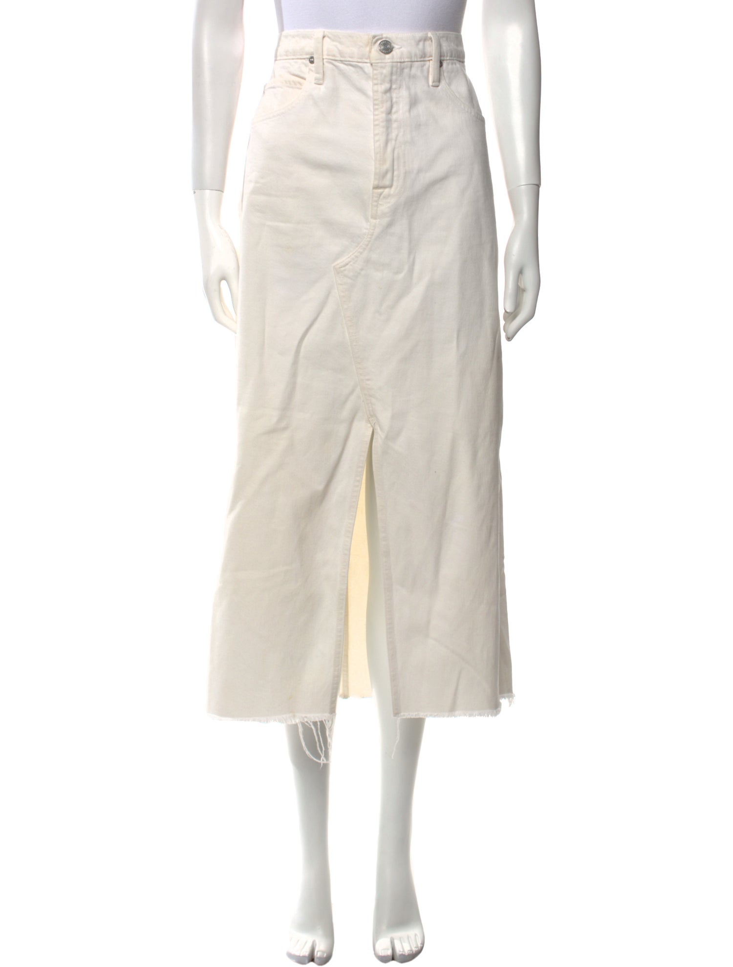 FRAME Raw-Edge Trim Midi Length Skirt
