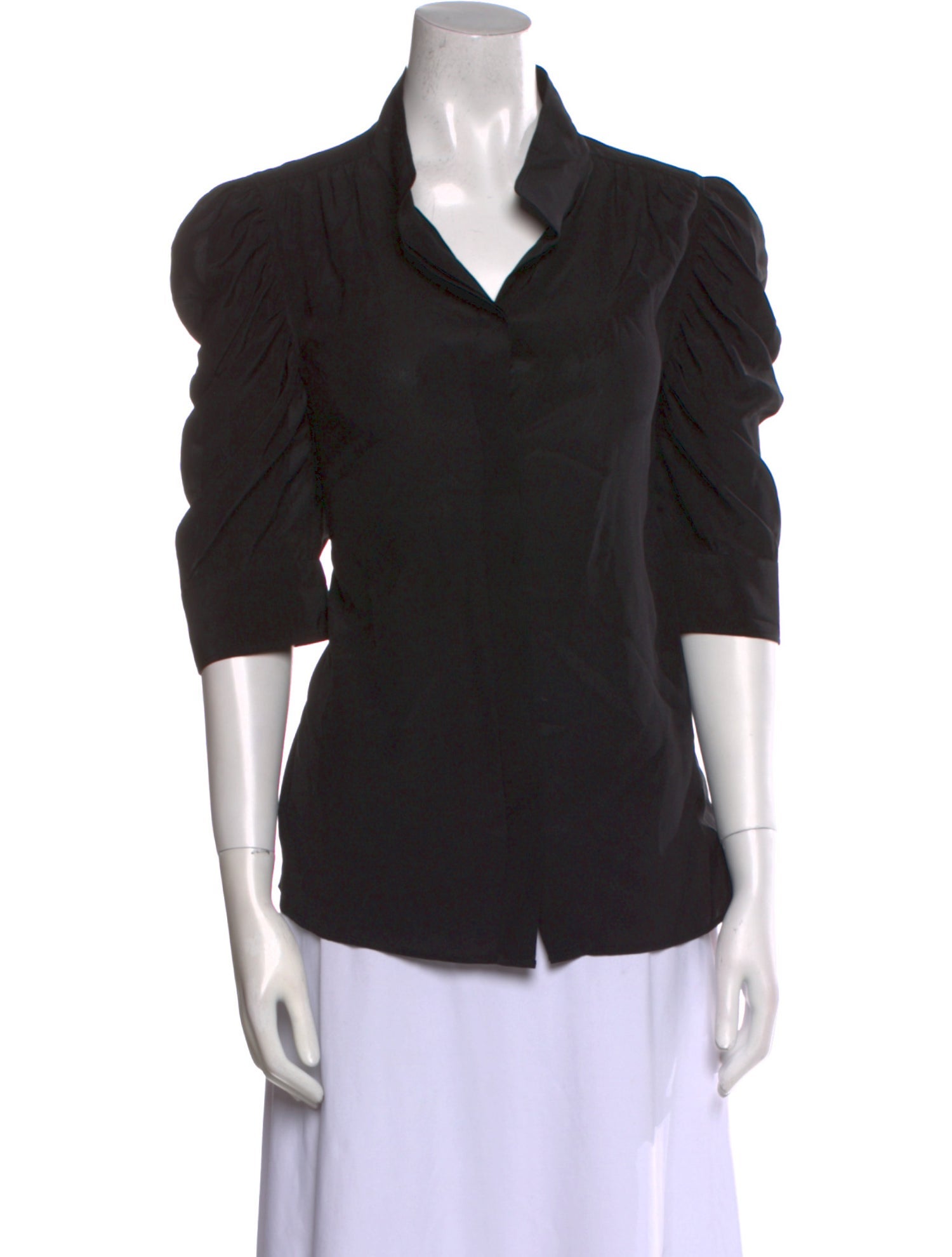 FRAME Silk Three-Quarter Sleeve Polo