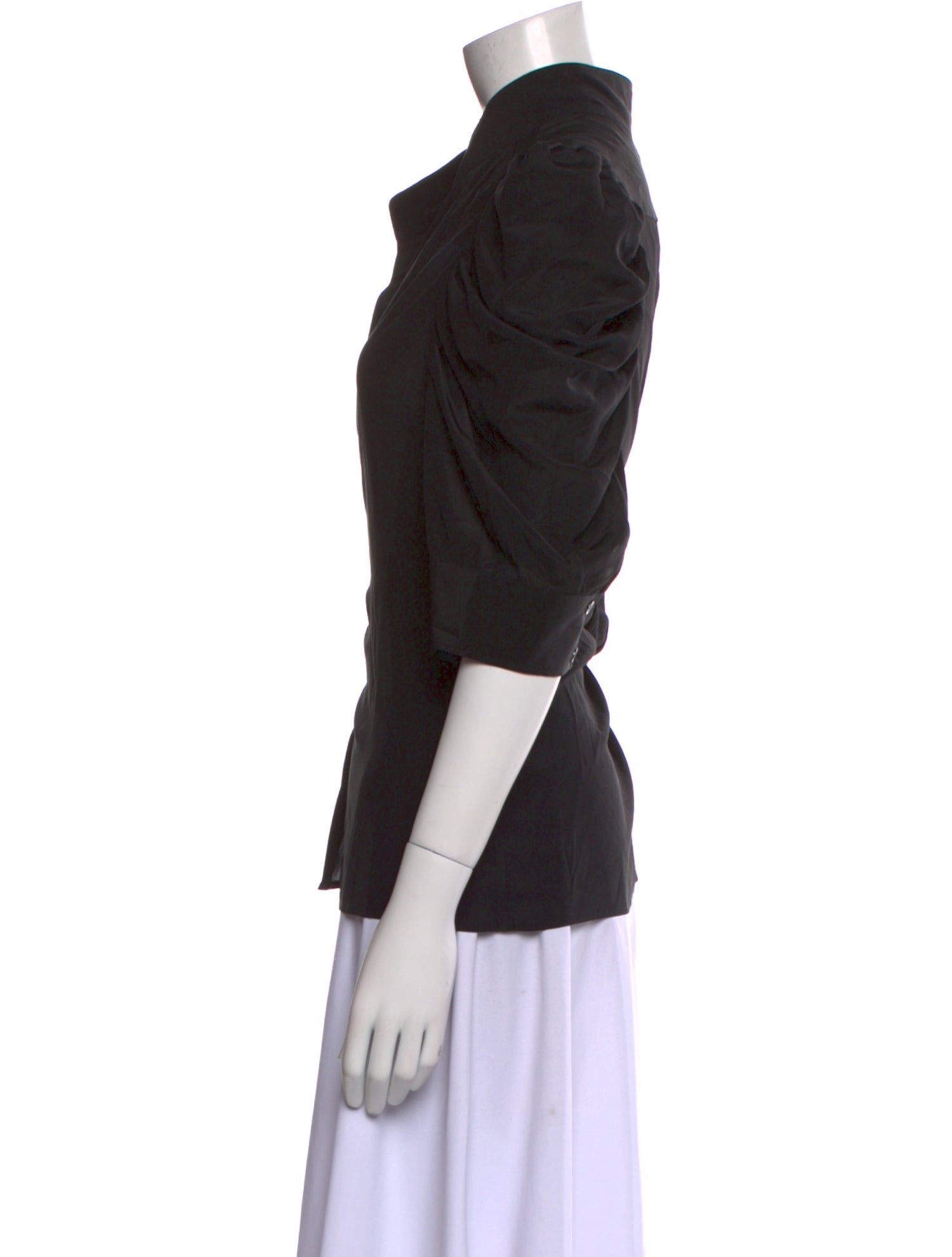 FRAME Silk Three-Quarter Sleeve Polo