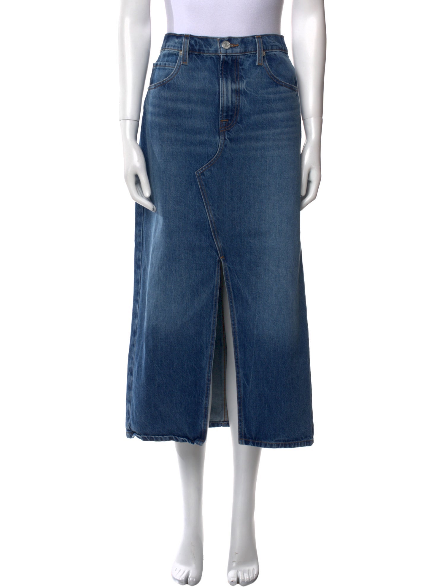 FRAME Raw-Edge Trim Midi Length Skirt