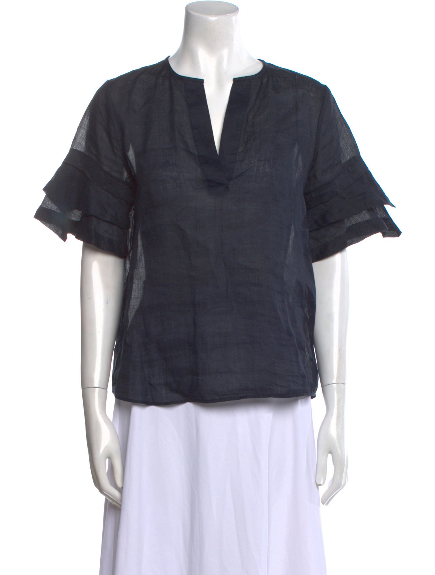 FRAME V-Neck Short Sleeve Blouse