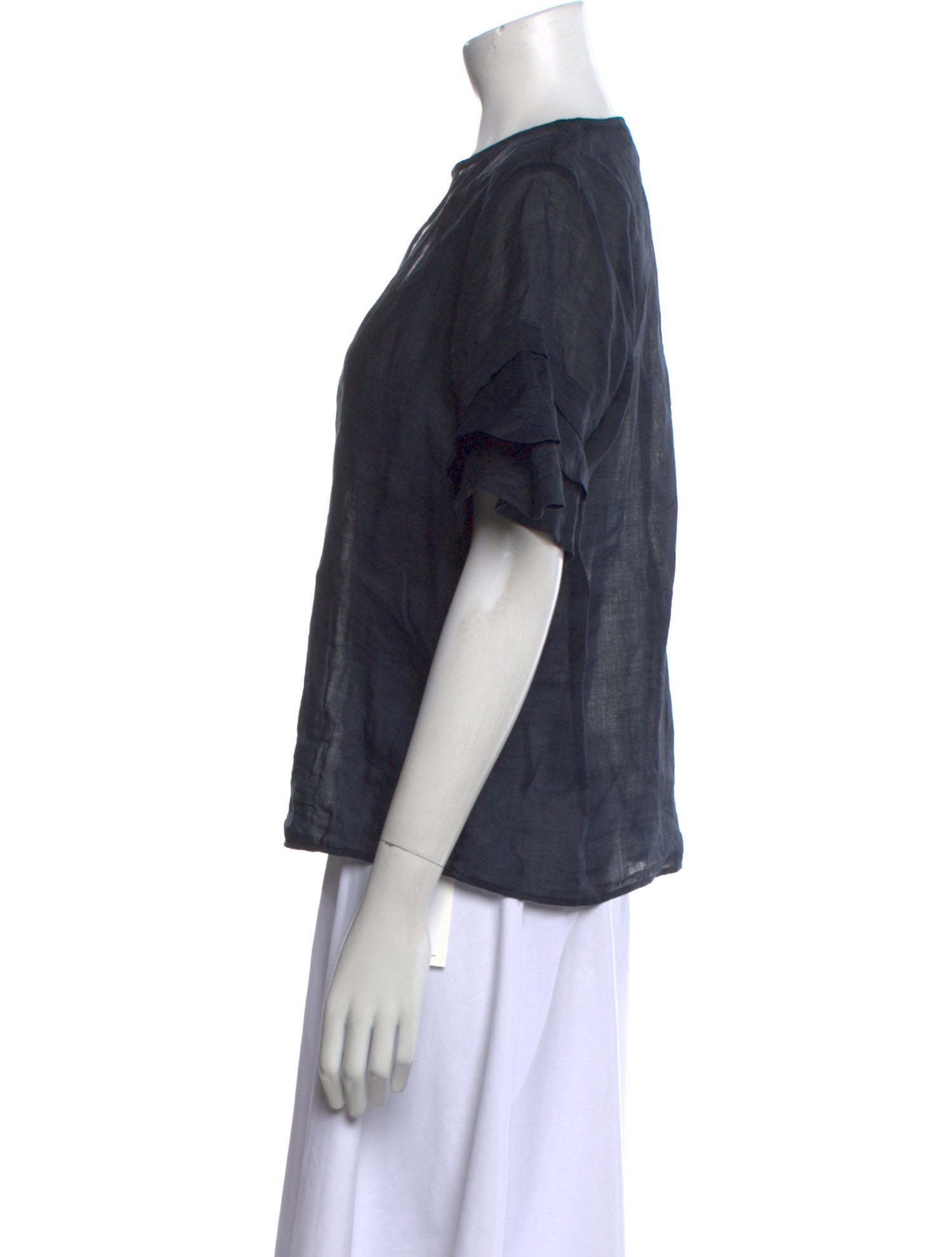 FRAME V-Neck Short Sleeve Blouse