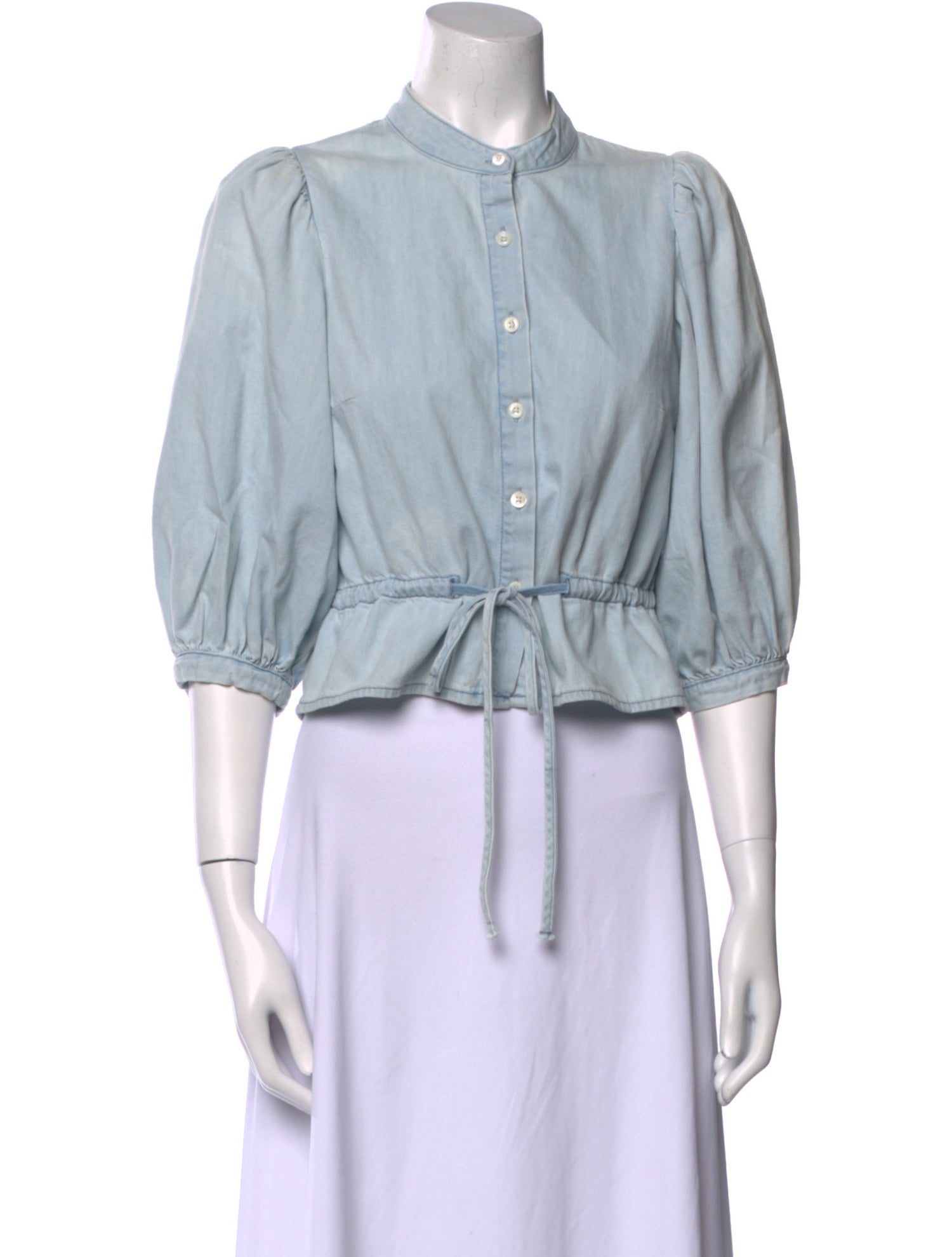 FRAME Mock Neck Three-Quarter Sleeve Crop Top