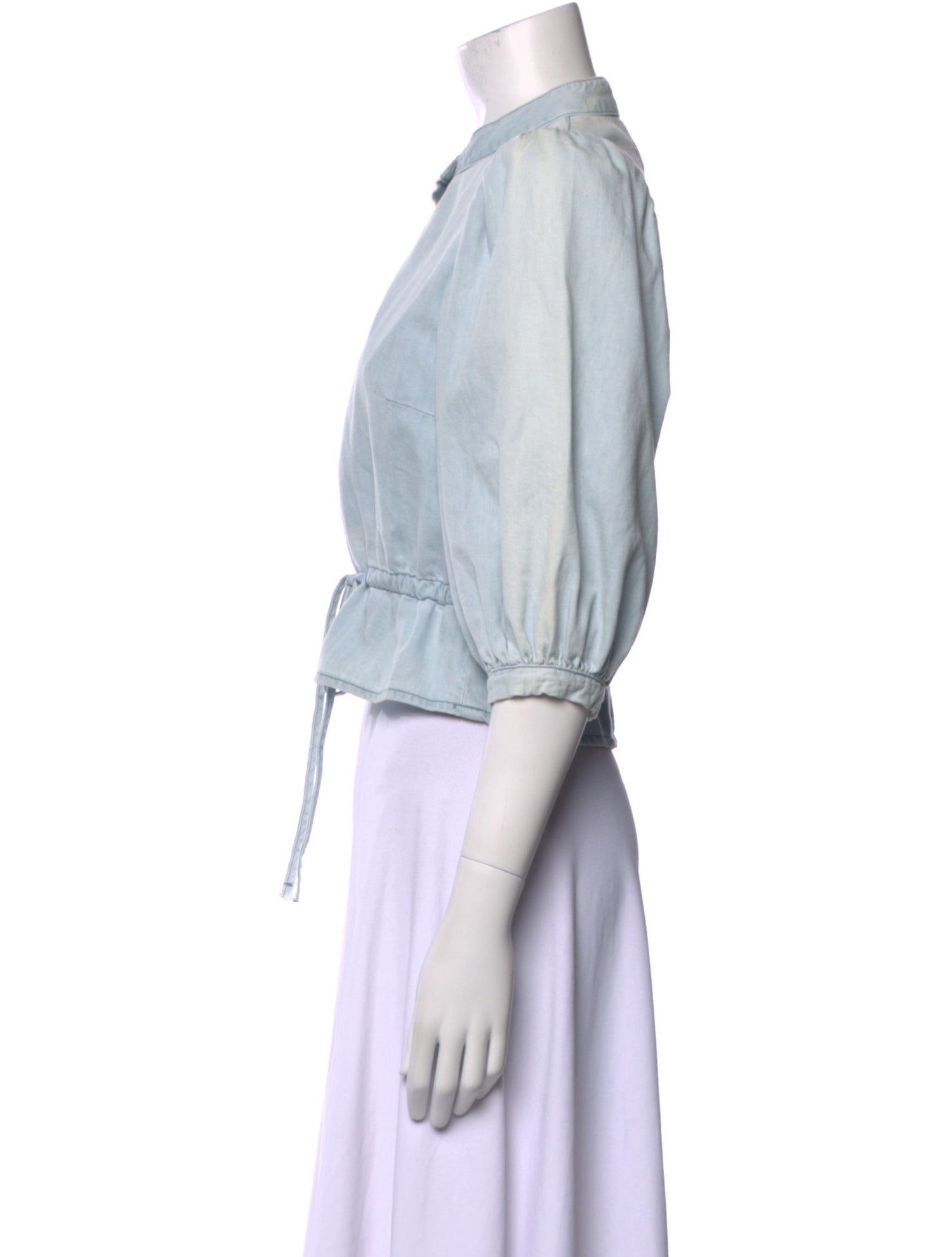 FRAME Mock Neck Three-Quarter Sleeve Crop Top