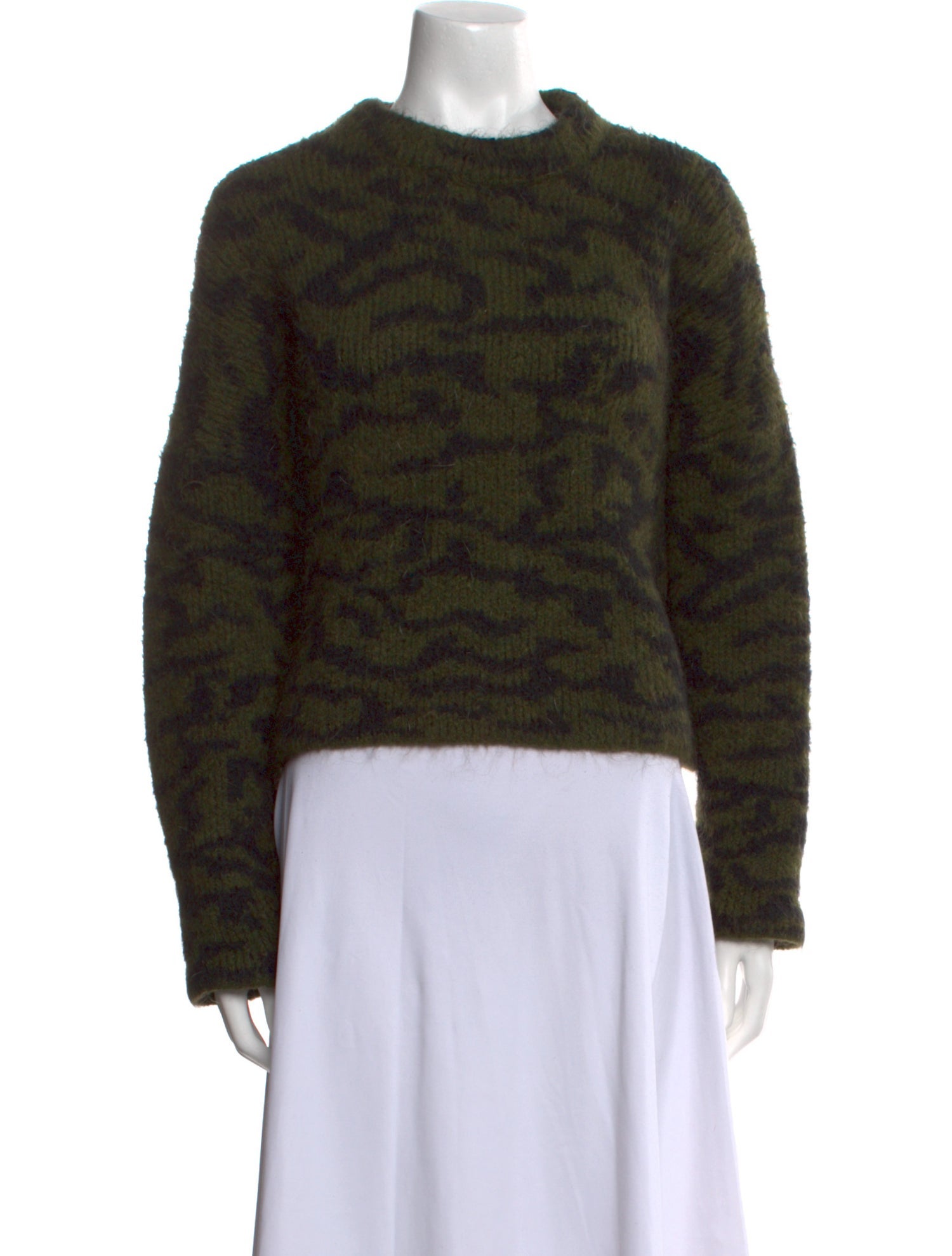 FRAME Animal Print Crew Neck Sweater