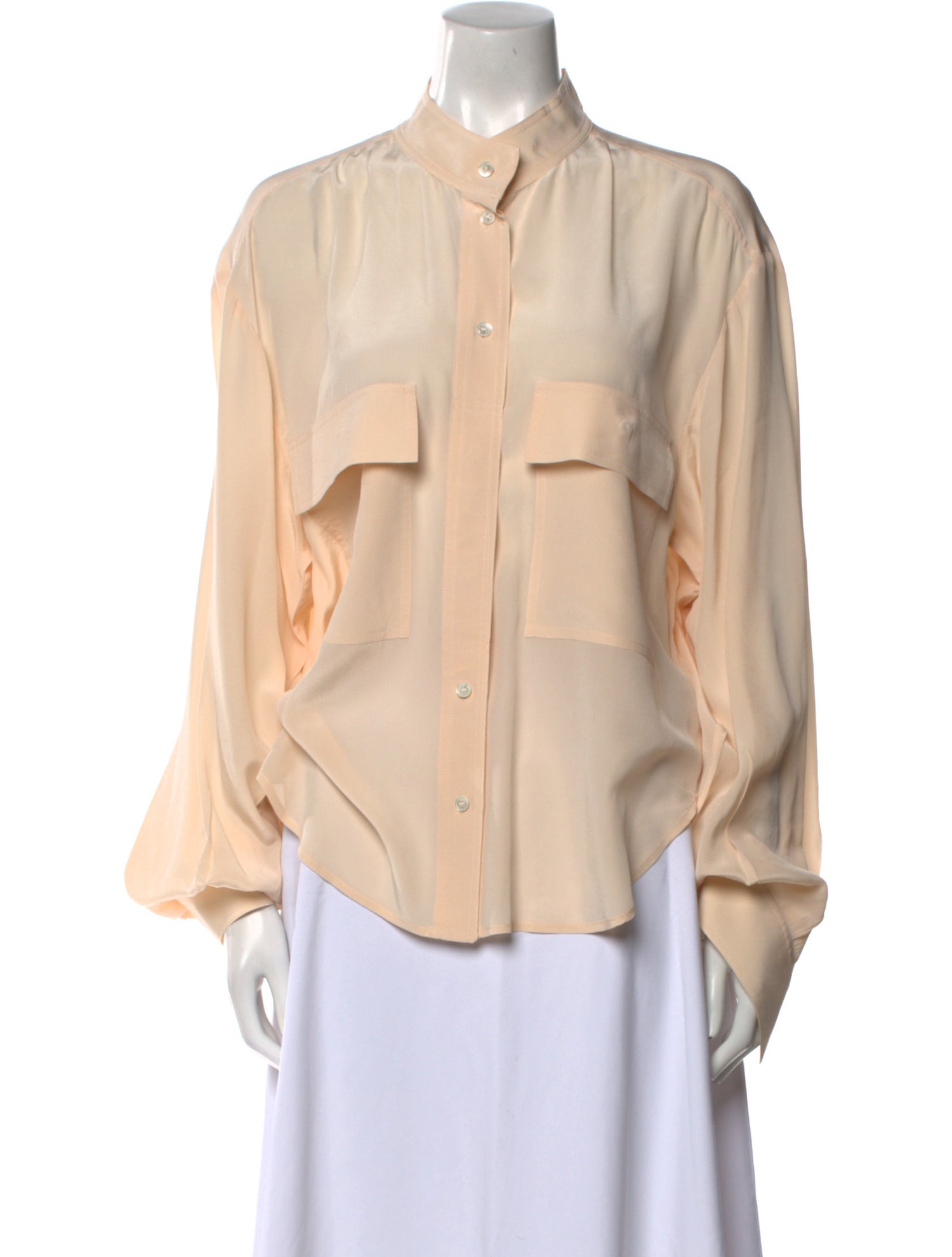 FRAME Silk Long Sleeve Button-Up Top