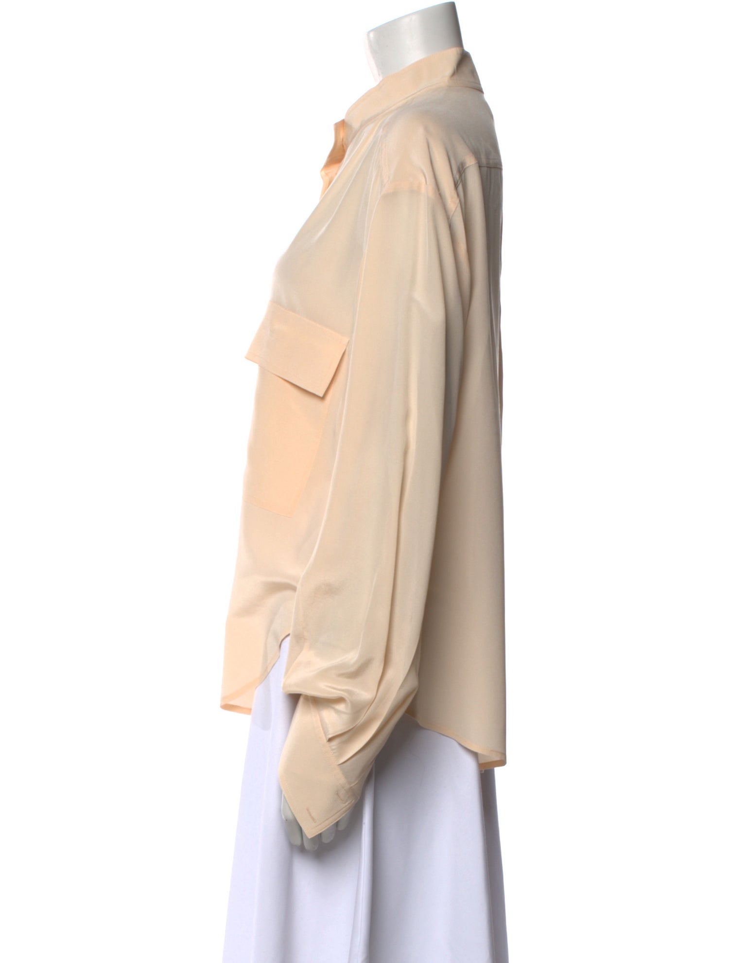 FRAME Silk Long Sleeve Button-Up Top