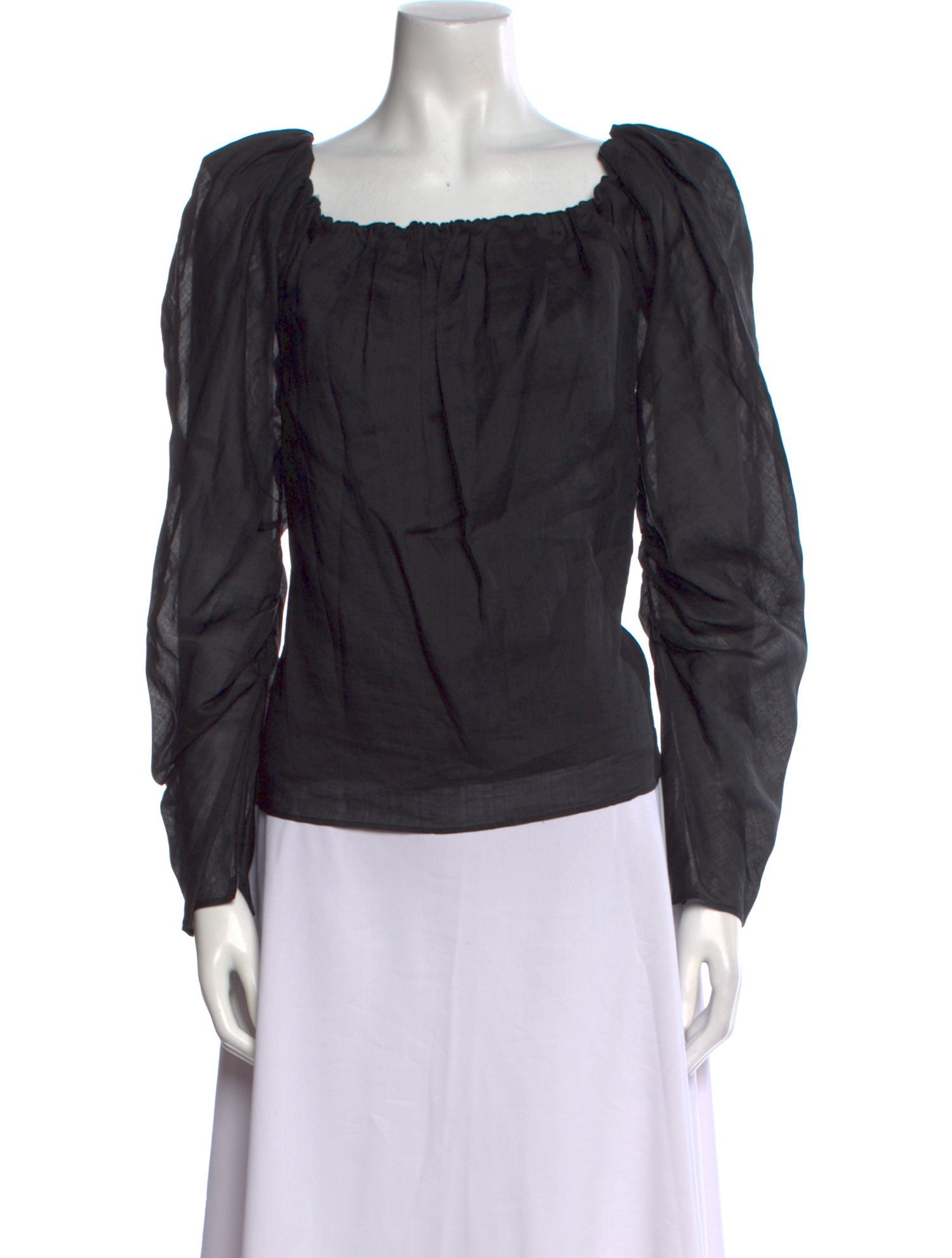 FRAME Square Neckline Long Sleeve Blouse