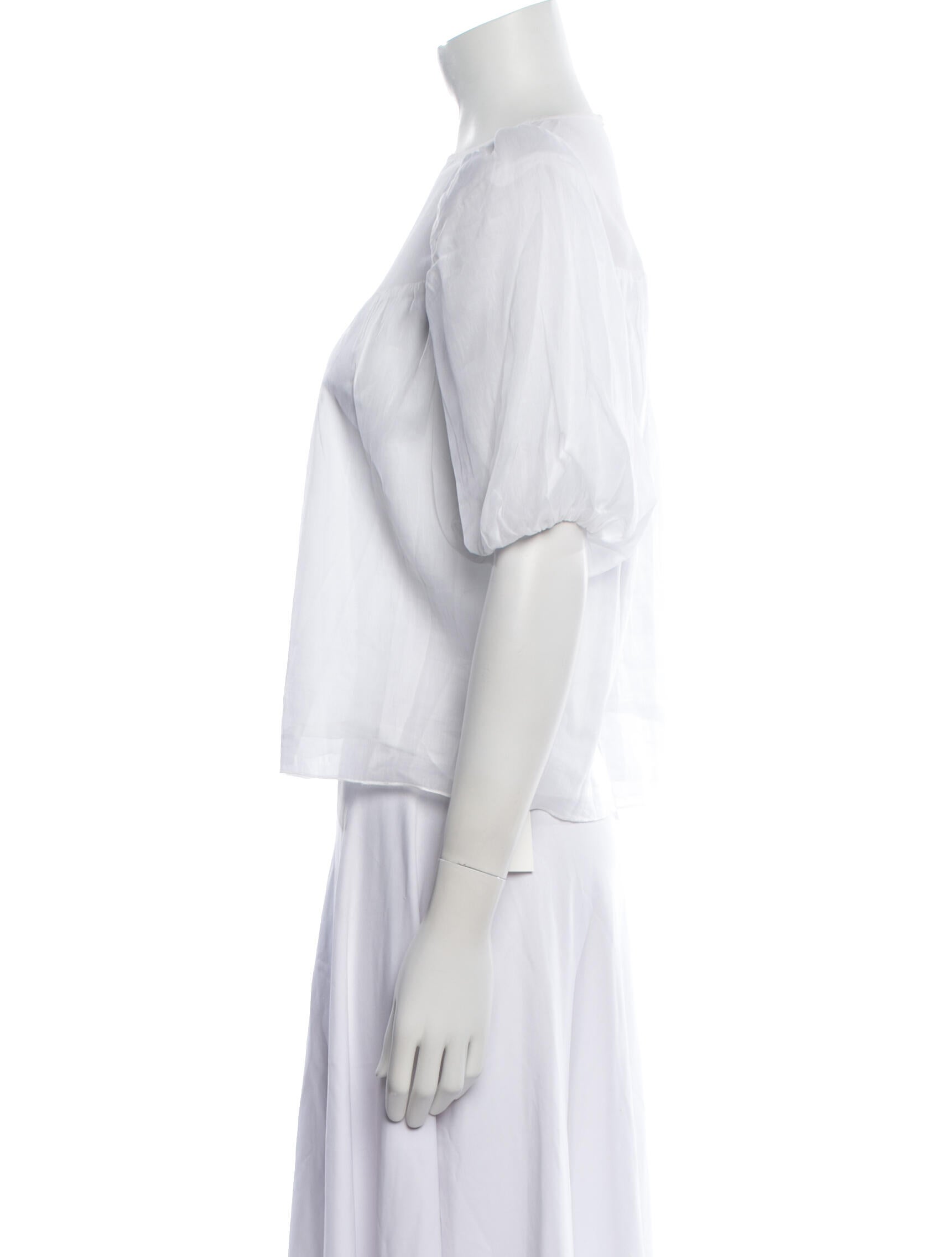 FRAME Square Neckline Short Sleeve Blouse