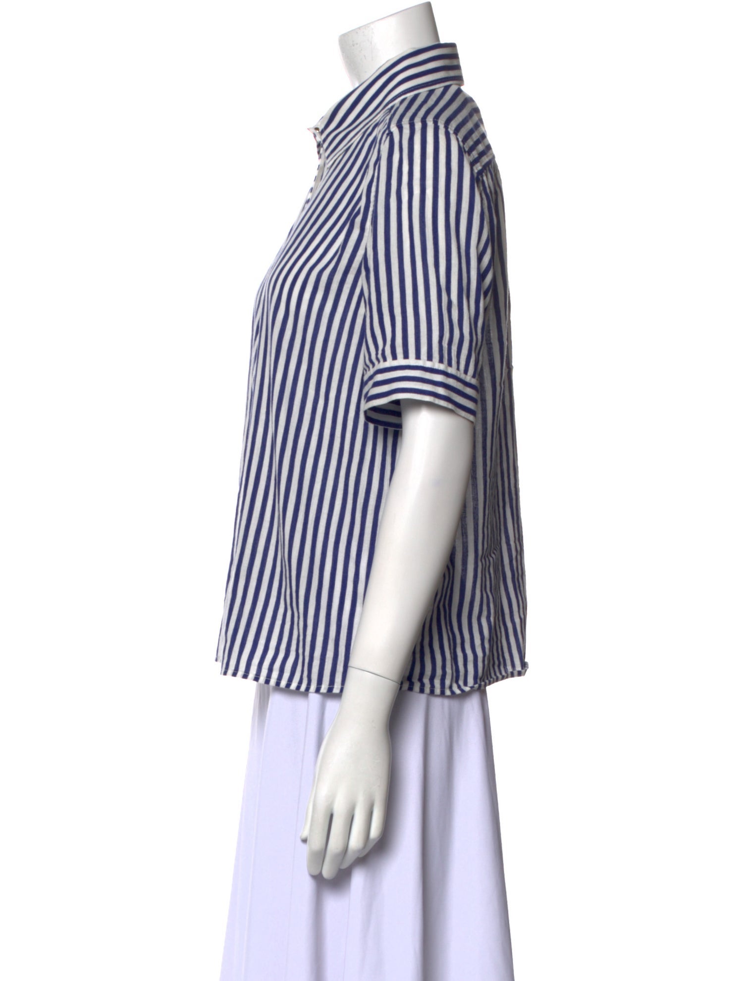 FRAME Striped Short Sleeve Button-Up Top