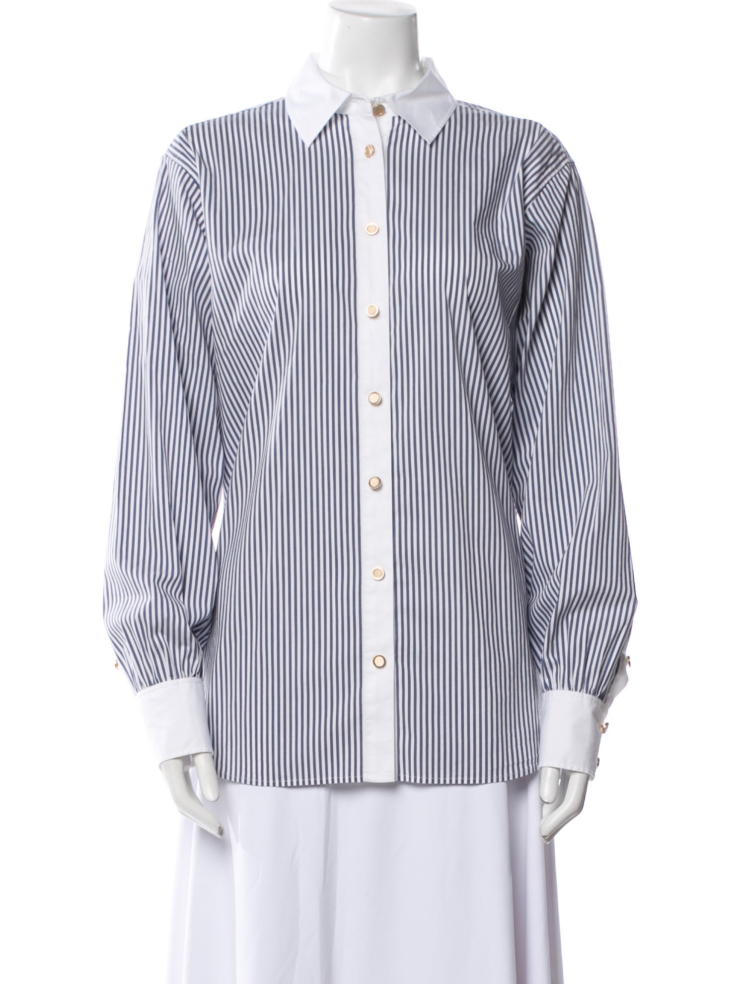 FRAME Striped Long Sleeve Button-Up Top