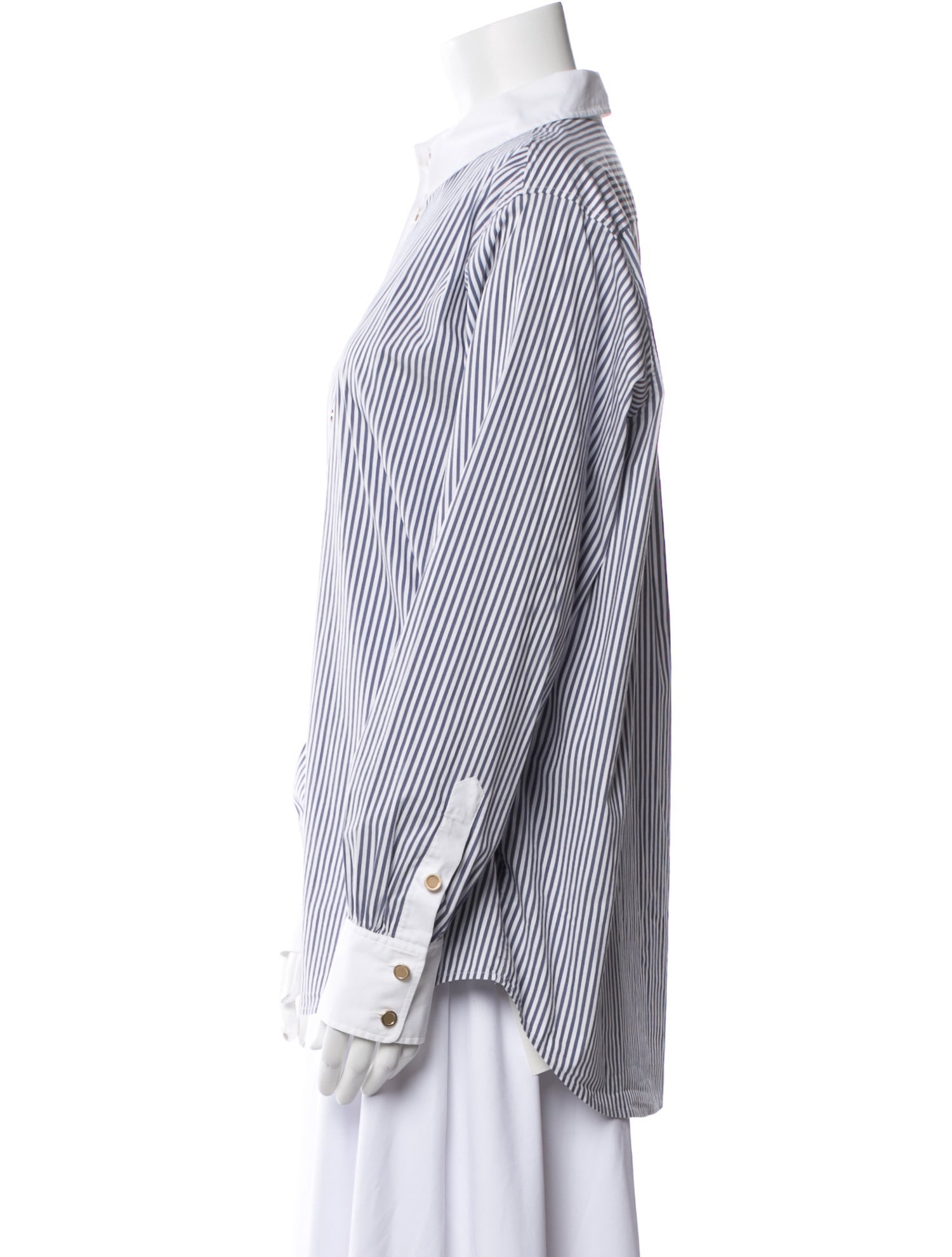 FRAME Striped Long Sleeve Button-Up Top