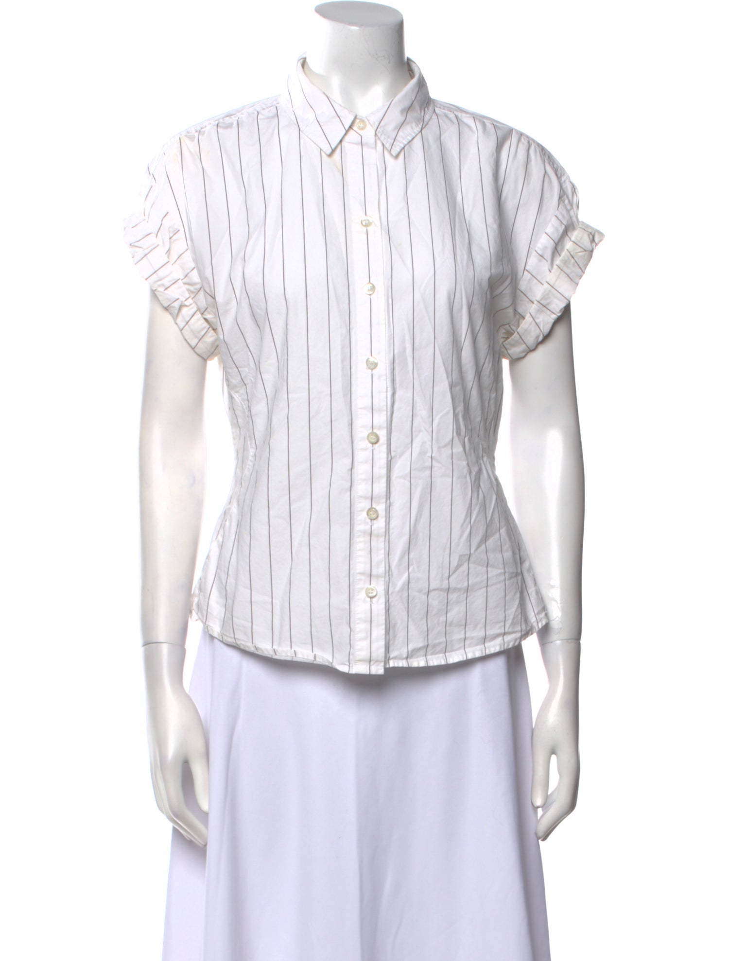 FRAME Striped Short Sleeve Button-Up Top