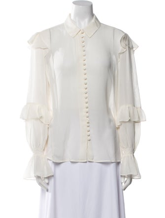 FRAME Silk Long Sleeve Button-Up Top
