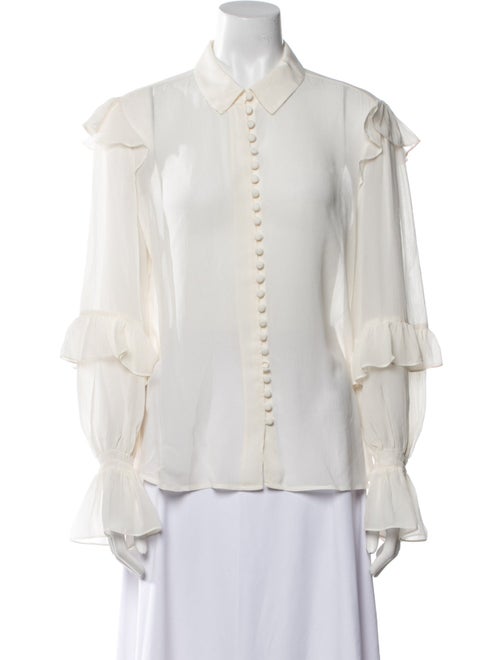 FRAME Silk Long Sleeve Button-Up Top