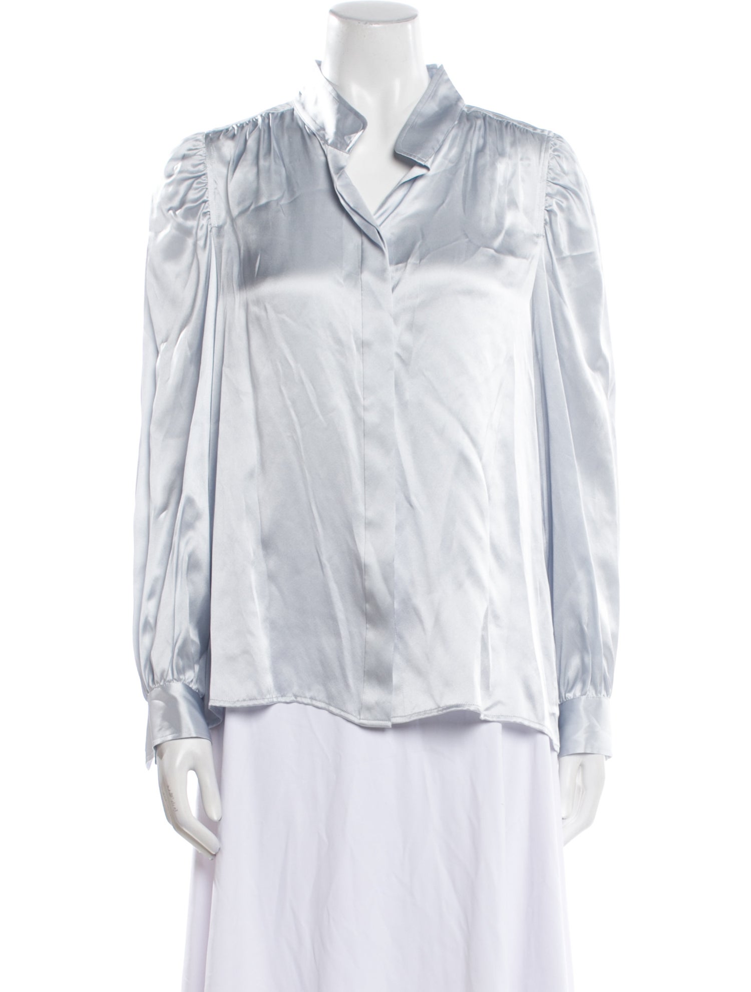 FRAME Silk V-Neck Button-Up Top w/ Tags